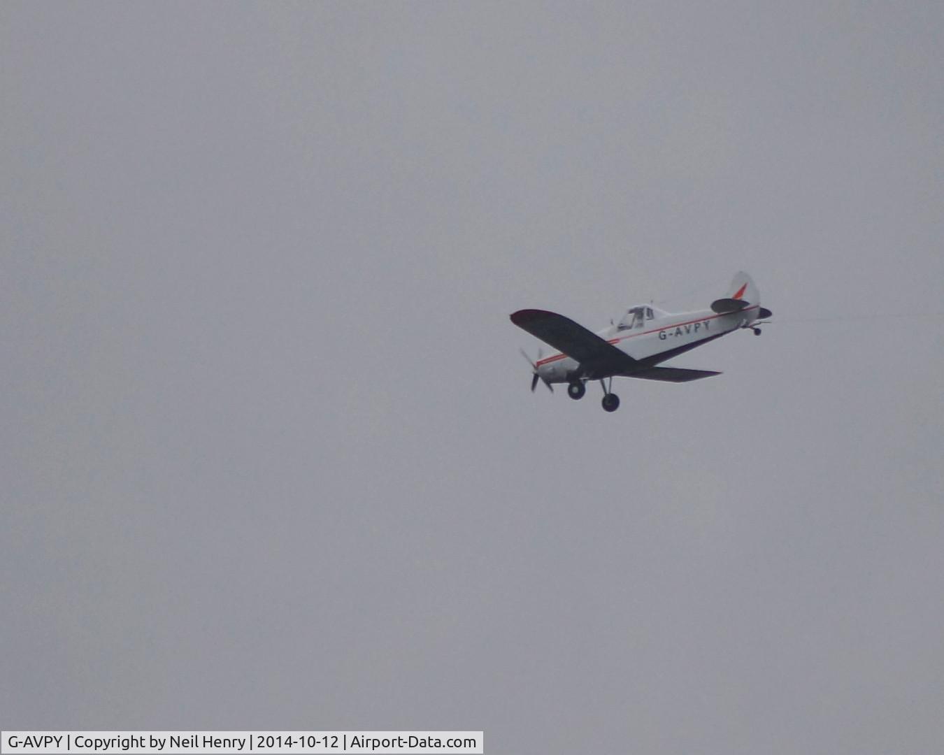 G-AVPY, 1967 Piper PA-25-235 Pawnee C/N 25-4330, Piper Pawnee - returning to Parham airfield after releasing towed glider- seen over Wiggonholt Common, West Sussex, UK