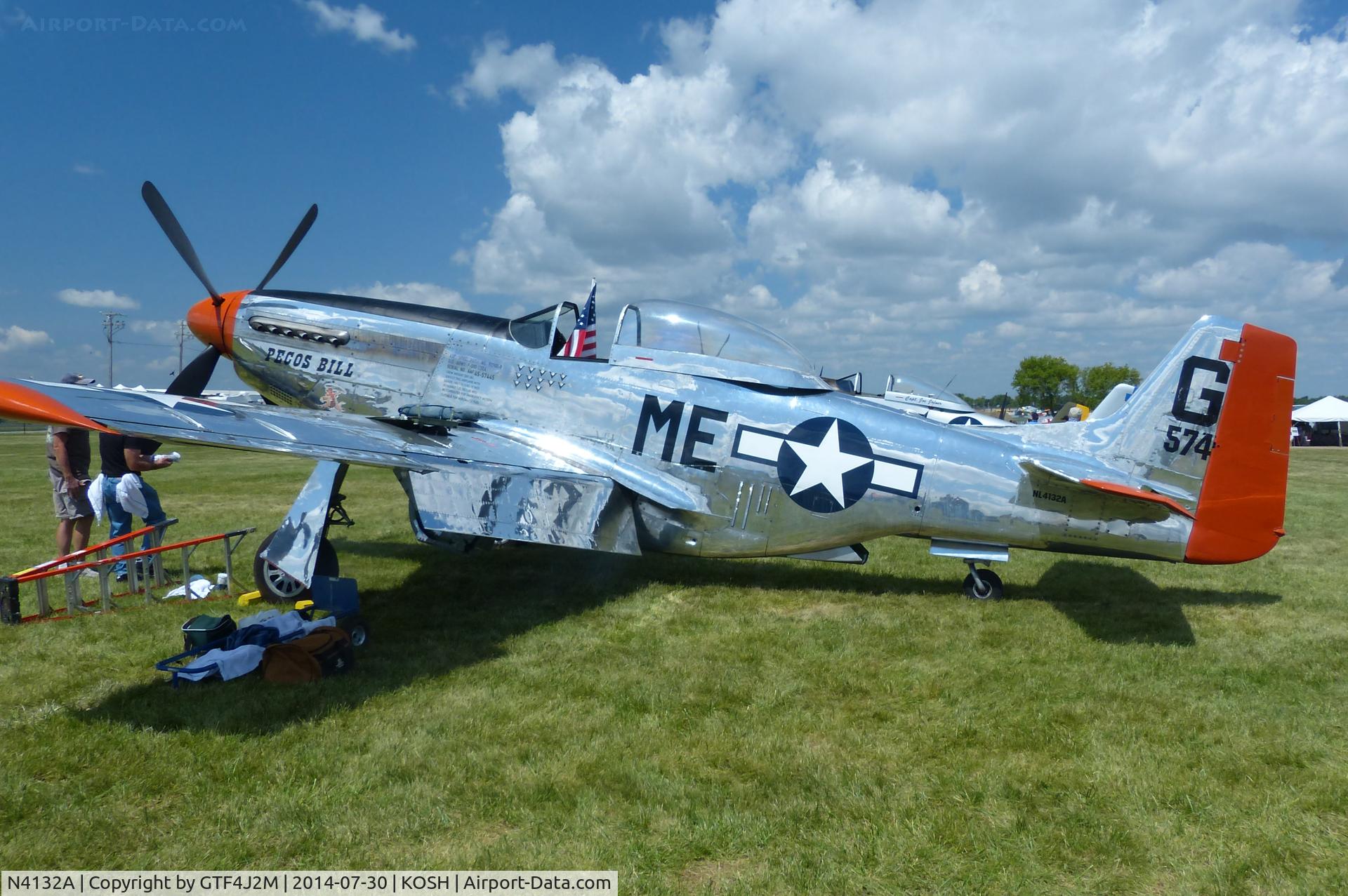 N4132A, 1944 North American P-51D Mustang C/N 122-40985, N4132A 'Pecos Bill'  at Oshkosh 30.7.14