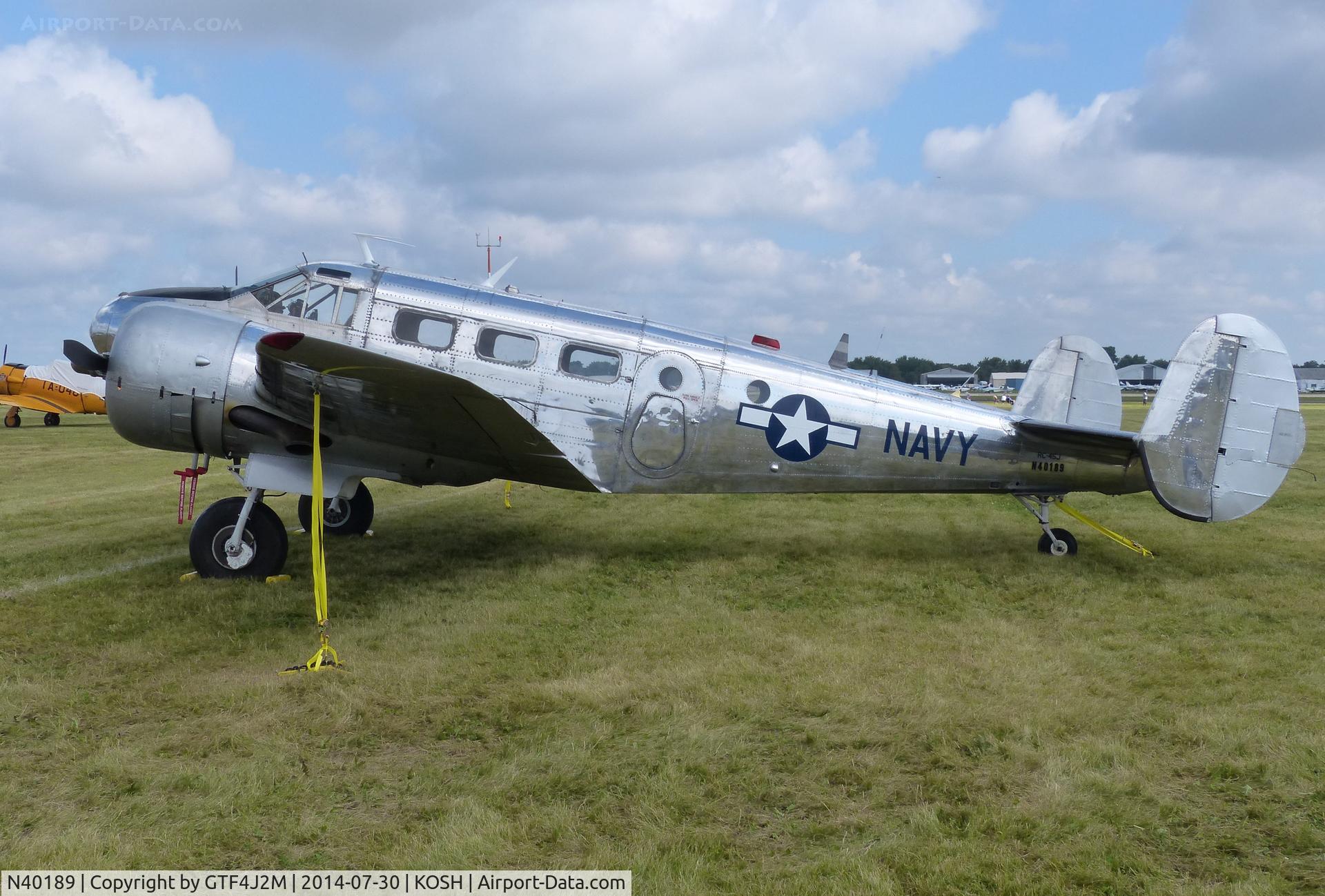 N40189, 1943 Beech RC-45J Expeditor C/N 5523, N40189 in USN scheme  at Oshkosh 30.7.14
