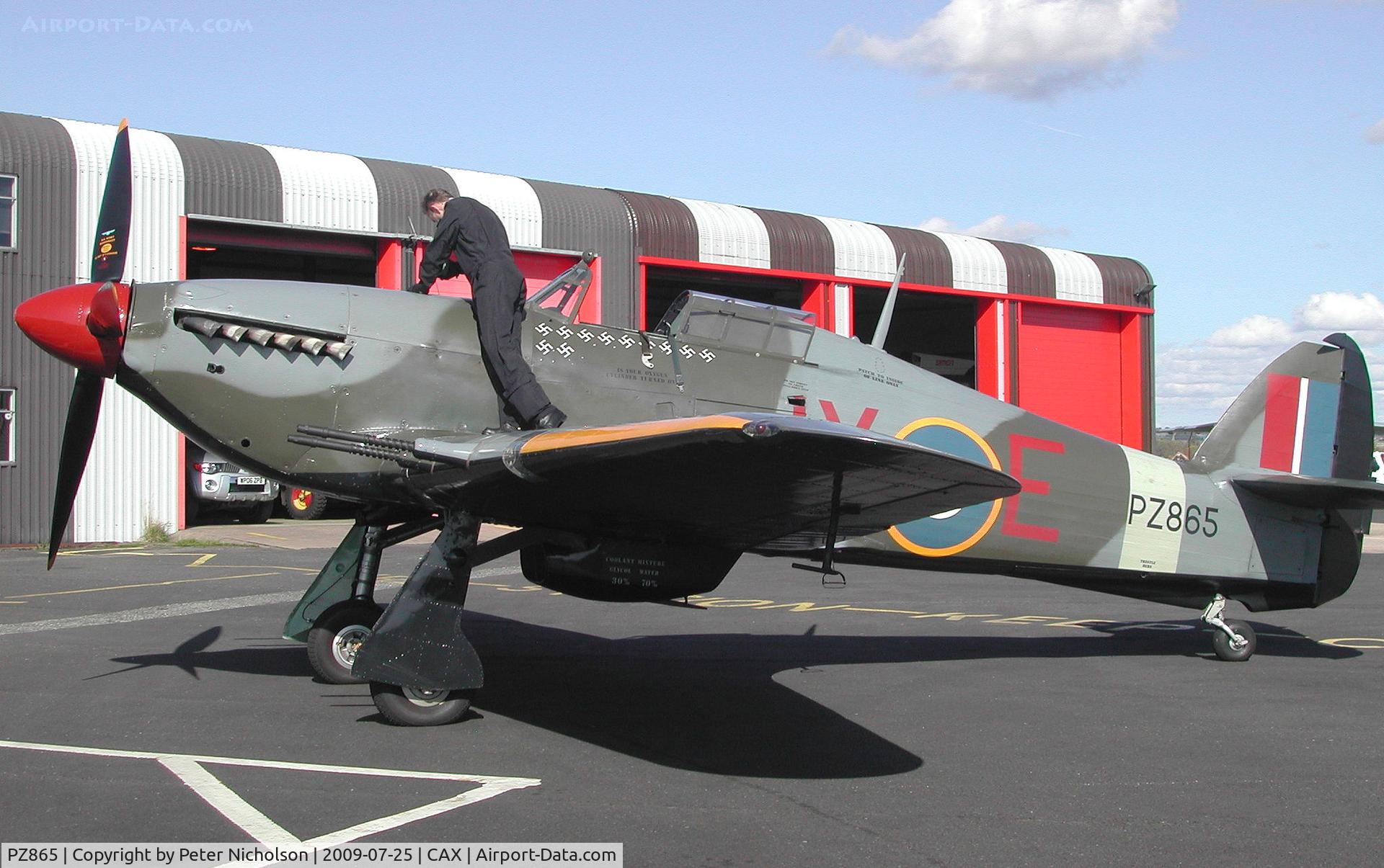 PZ865, 1944 Hawker Hurricane IIC C/N PZ865, Hurricane IIC of the Royal Air Force's Battle of Britain Memorial Flight based at RAF Coningsby on a visit to Carlisle in the Summer of 2009.