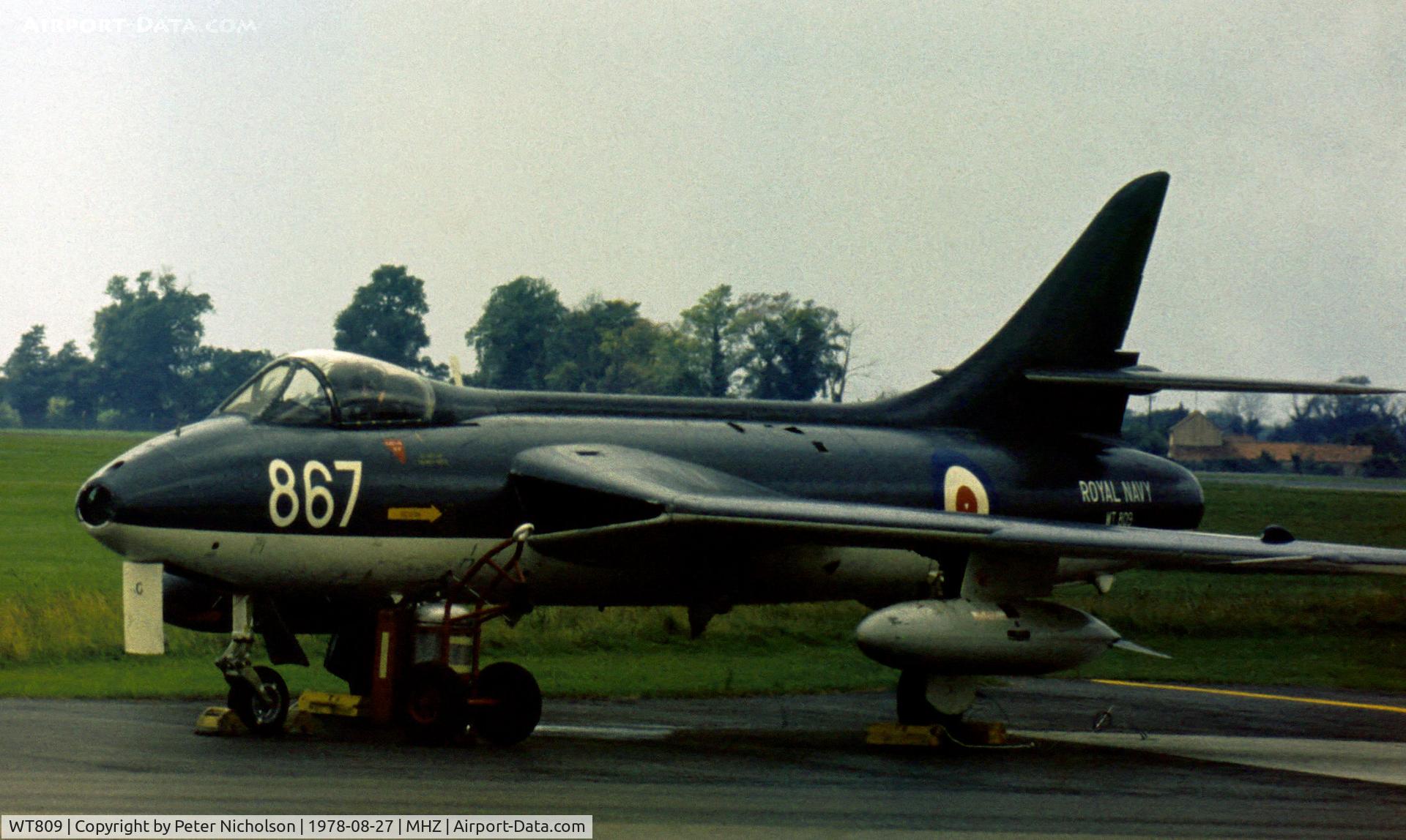 WT809, 1955 Hawker Hunter GA.11 C/N 41H-670752, Hunter GA.11 of RNAS Yeovilton's Fleet Requirements and Air Direction Unit (FRADU) on the flight-line at the 1978 RAF Mildenhall Air Fete.