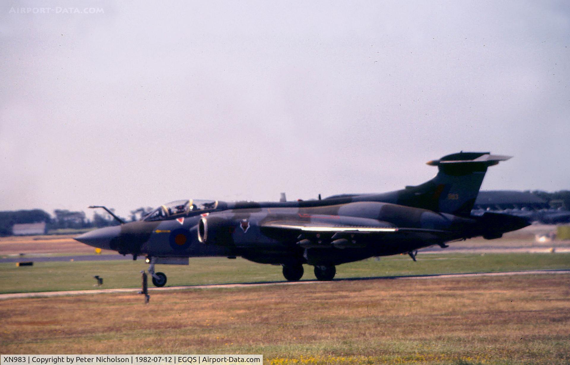 XN983, 1965 Hawker Siddeley Buccaneer S.2B C/N B3-10-63, Buccaneer S.2B of 12 Squadron as seen at RAF Lossiemouth in the Summer of 1982.