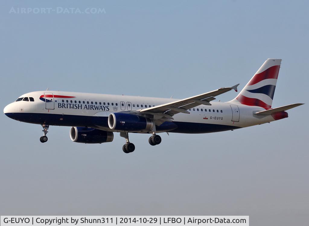 G-EUYO, 2013 Airbus A320-232 C/N 5634, Landing rwy 14R