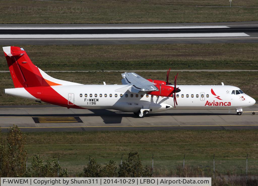 F-WWEM, 2014 ATR 72-600 (72-212A) C/N 1196, C/n 1196 - To be TG-TRE