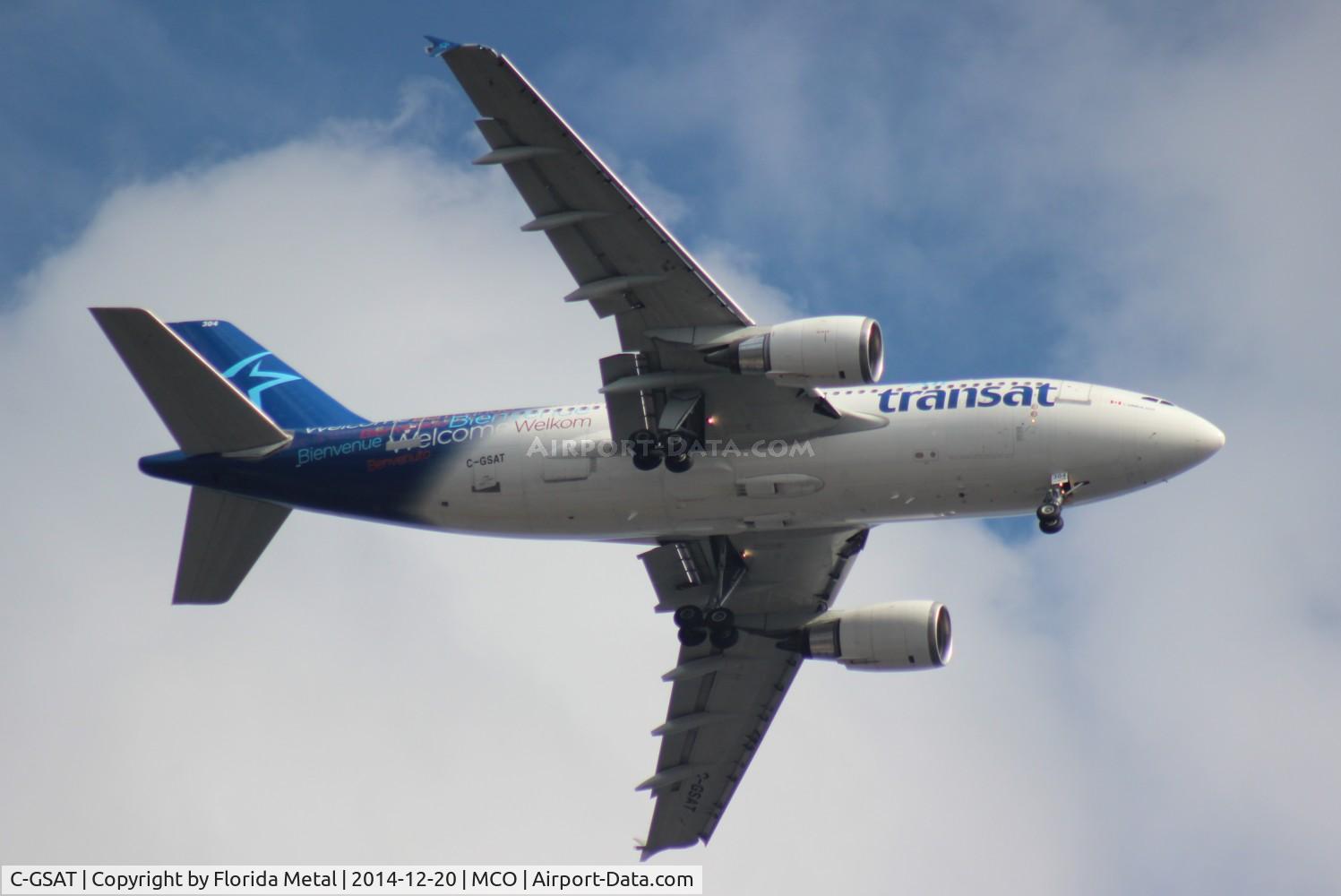 C-GSAT, 1991 Airbus A310-308 C/N 600, Air Transat with one engine out flying from HAV-YUL had to divert to MCO, flying over ORL