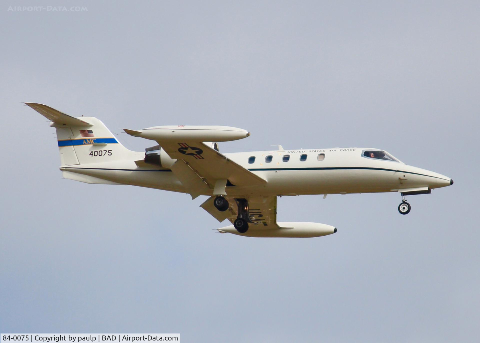 84-0075, 1984 Gates Learjet C-21A C/N 35A-521, Landing at Barksdale Air Force Base.