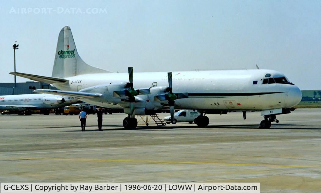 G-CEXS, 1960 Lockheed L-188C(F) Electra C/N 1091, Lockheed L-188CF Electra [1091] (Channel Express) Vienna-Schwechat~OE 20/06/1996