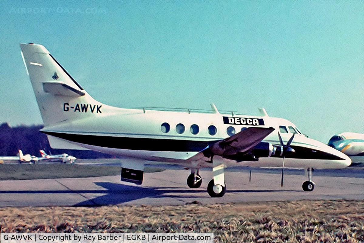 G-AWVK, 1969 Handley Page HP-137 Jetstream 200 C/N 208, Handley Page HP.137 Jetstream Series 200 [208] (Decca) Biggin Hill~G 17/05/1975. From a slide.