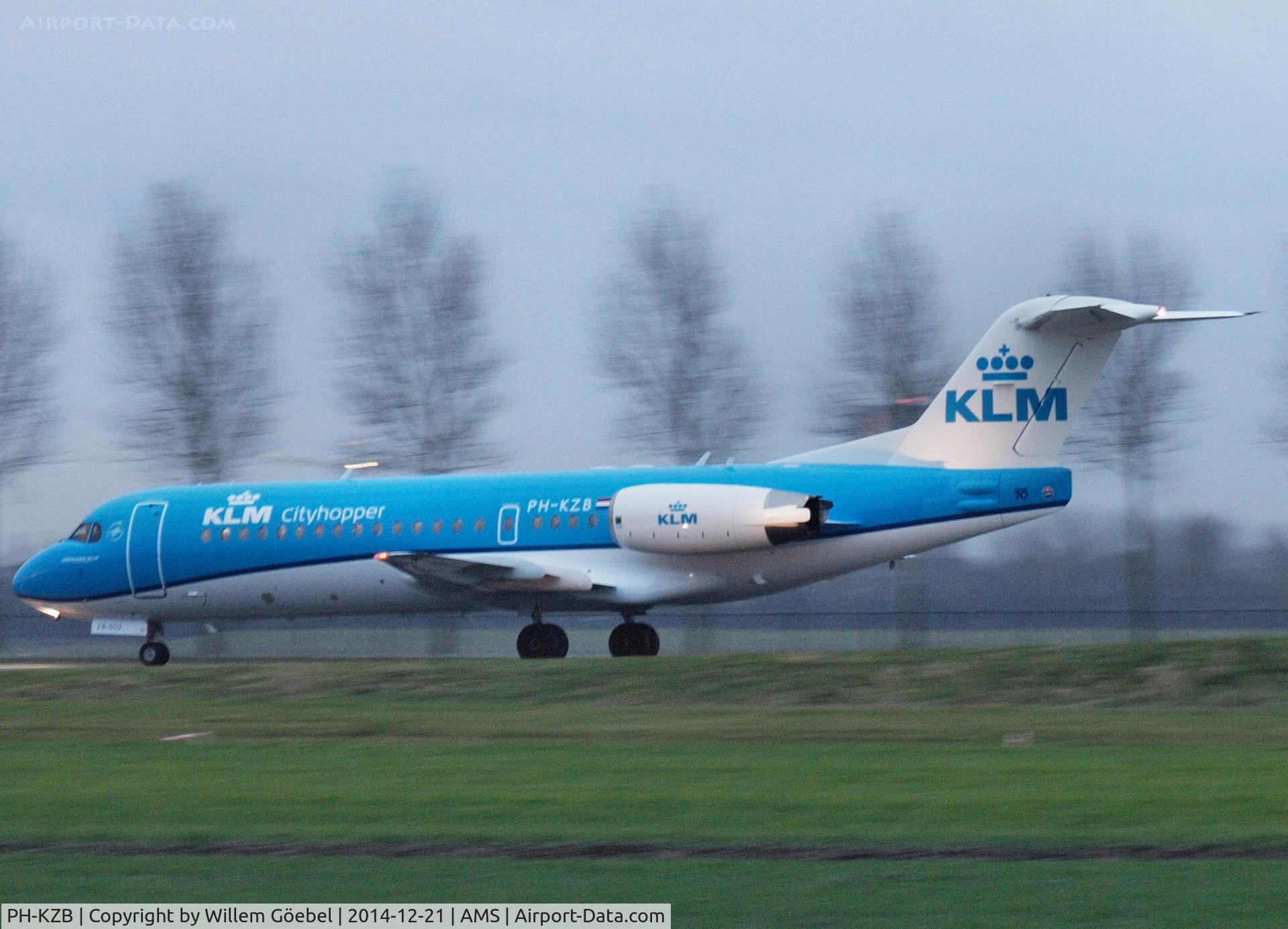 PH-KZB, 1996 Fokker 70 (F-28-070) C/N 11562, Taxi from runway 18R to the gate of Schiphol Airport (IN NEW OUTFIT)