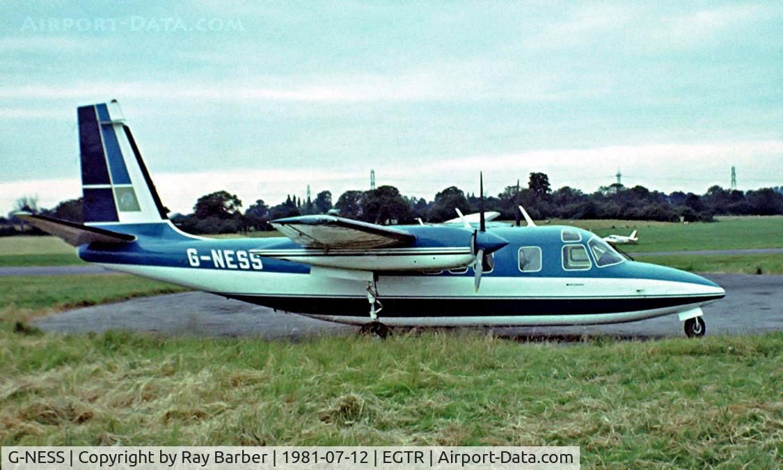 G-NESS, 1973 Rockwell Commander 685 C/N 12022, Rockwell Commander 685 [12022] Elstree~G 12/07/1981. From a slide.