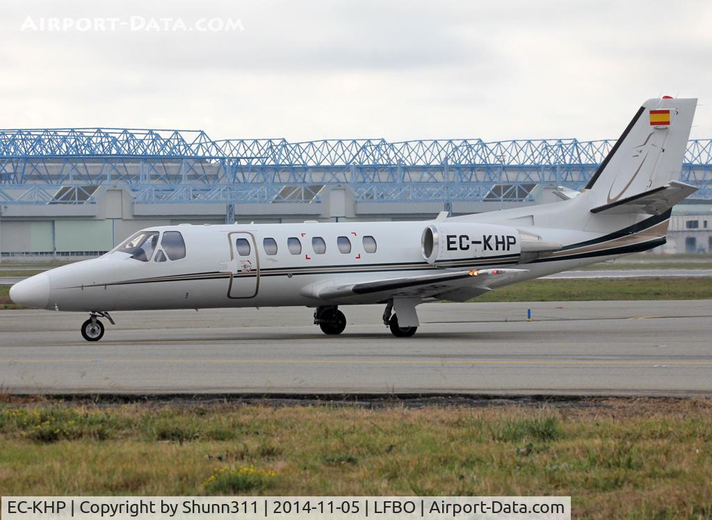 EC-KHP, 2001 Cessna 550B Citation Bravo C/N 550-0955, Taxiing to the General Aviation area...