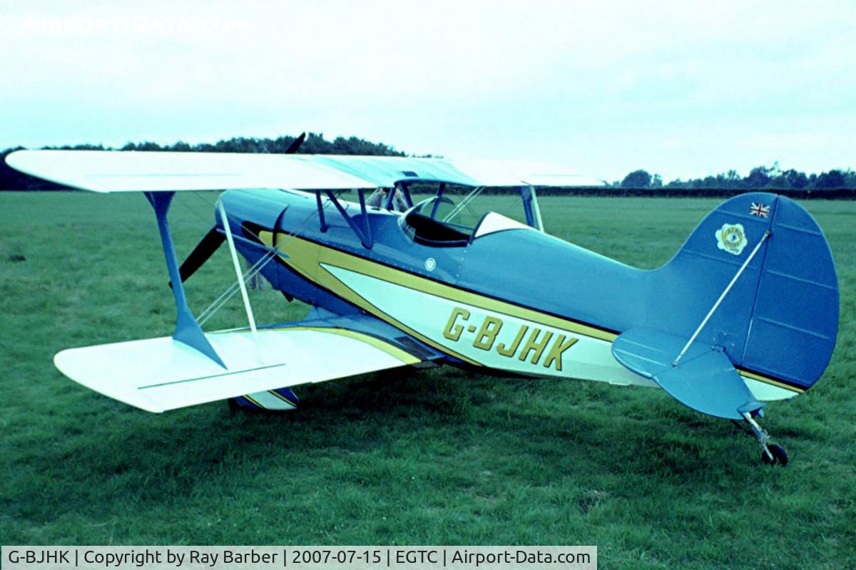 G-BJHK, 1980 EAA Acrosport I C/N PFA 072-10470, EAA Acro Sport I [PFA 072-10740] Cranfield~G 03/07/1982. From a slide.