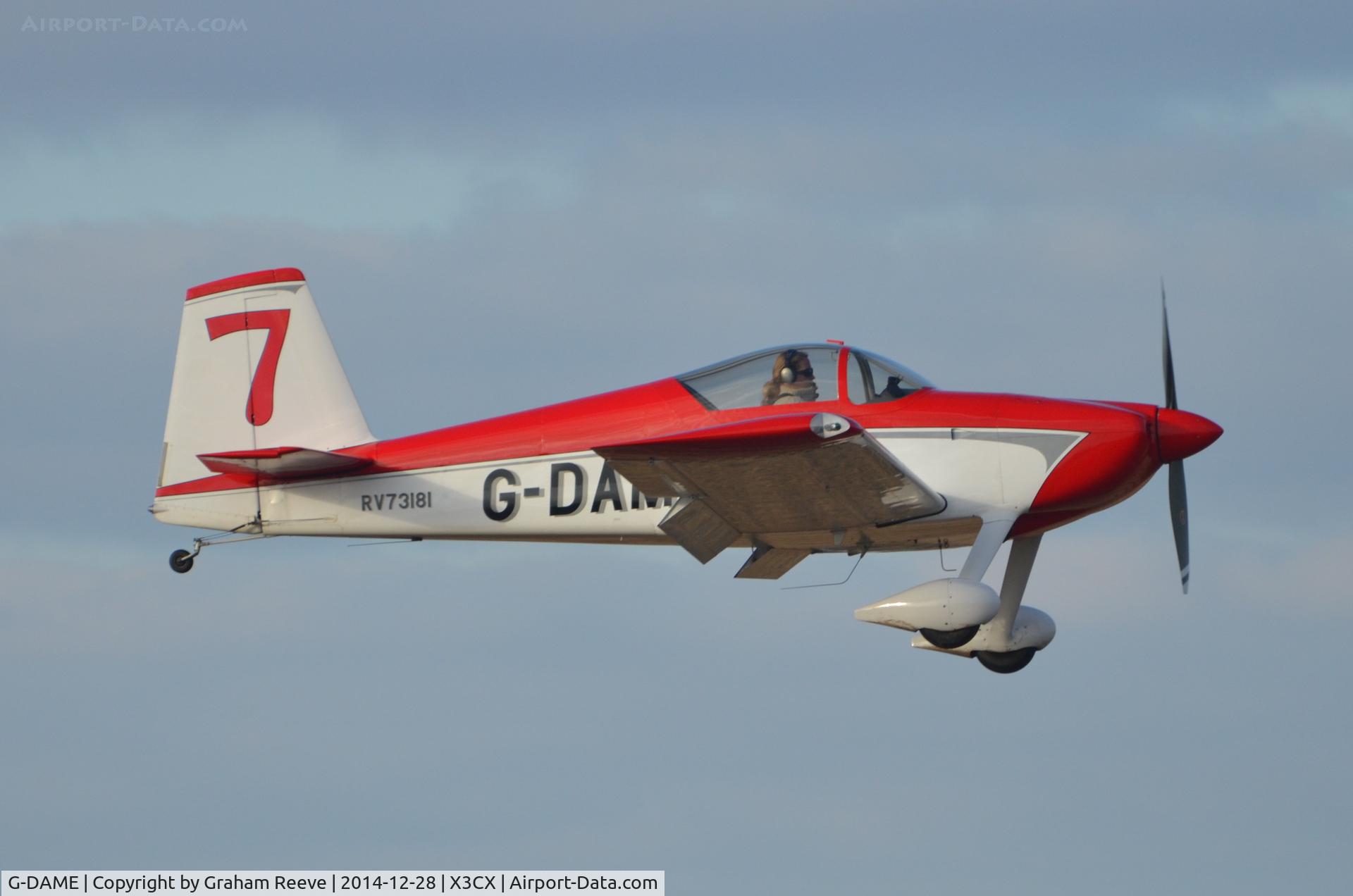 G-DAME, 2009 Vans RV-7 C/N 73181, About to land at Northrepps.