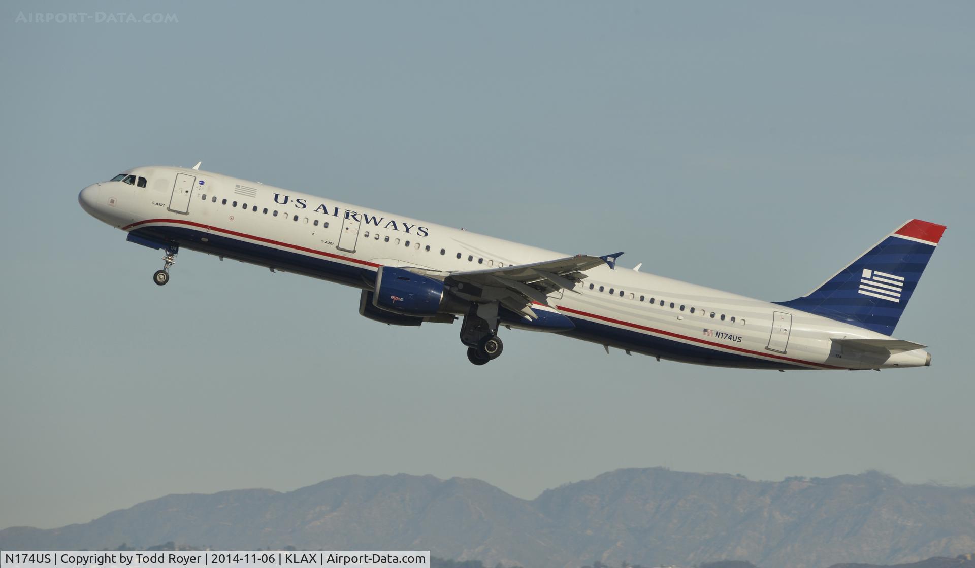 N174US, 2001 Airbus A321-211 C/N 1492, Departing LAX on 25R