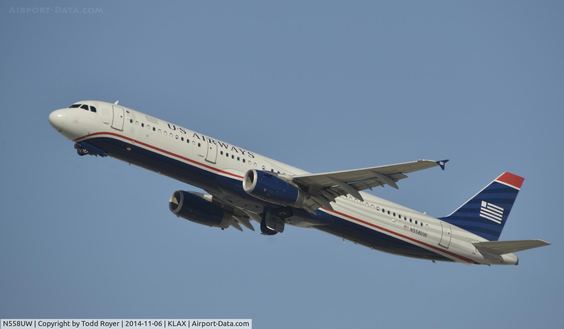 N558UW, 2012 Airbus A321-231 C/N 5282, Departing LAX on 25R