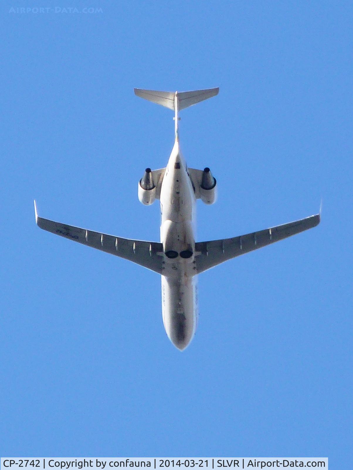 CP-2742, 1997 Bombardier CRJ-200LR (CL-600-2B19) C/N 7195, Descending over Santa Cruz de la Sierra