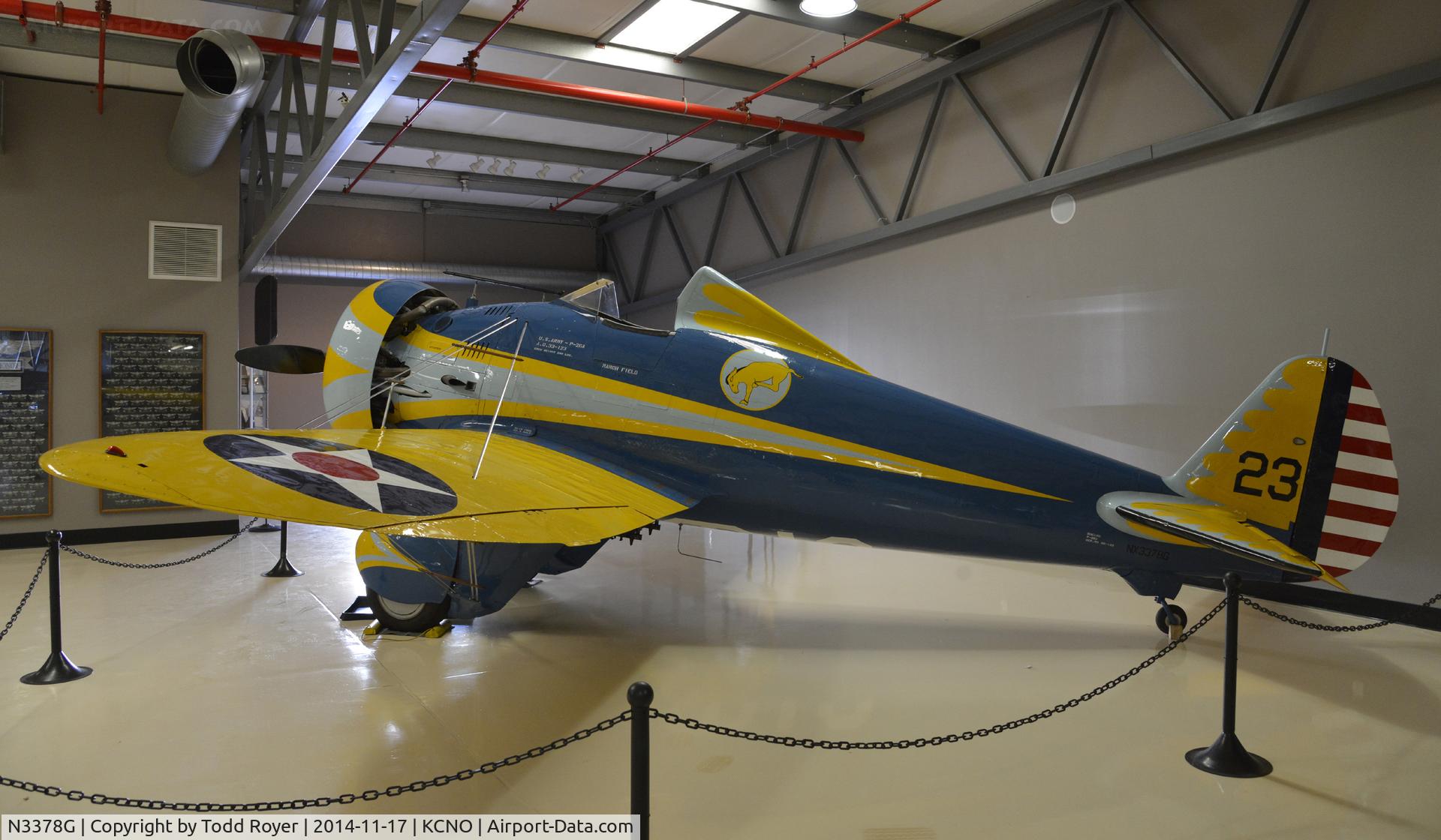 N3378G, 1933 Boeing P-26 Peashooter C/N 33123, On display at the Planes of Fame Chino location