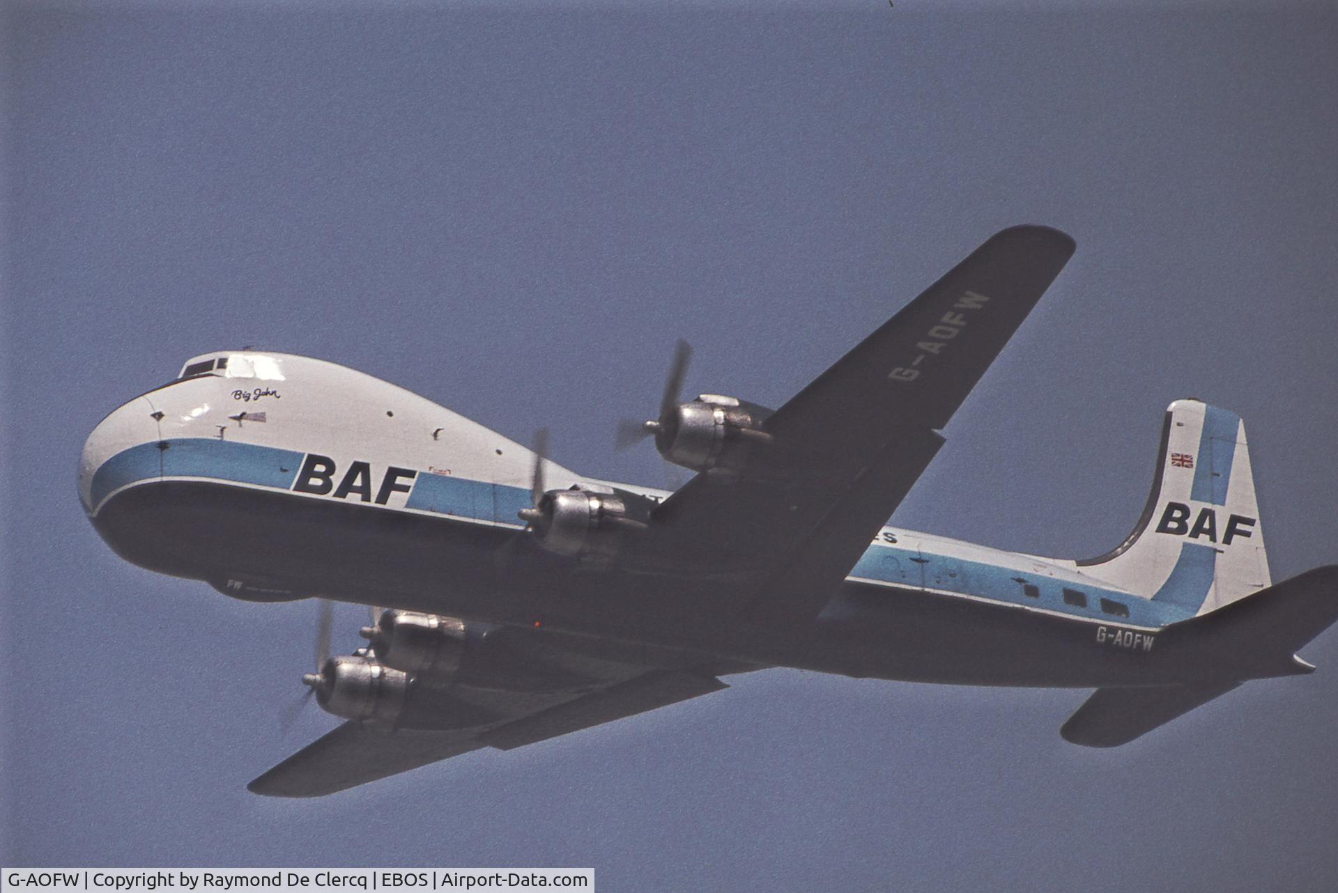 G-AOFW, Aviation Traders ATL-98 Carvair C/N 10351/ATL98/12, Take-off from Ostend ,