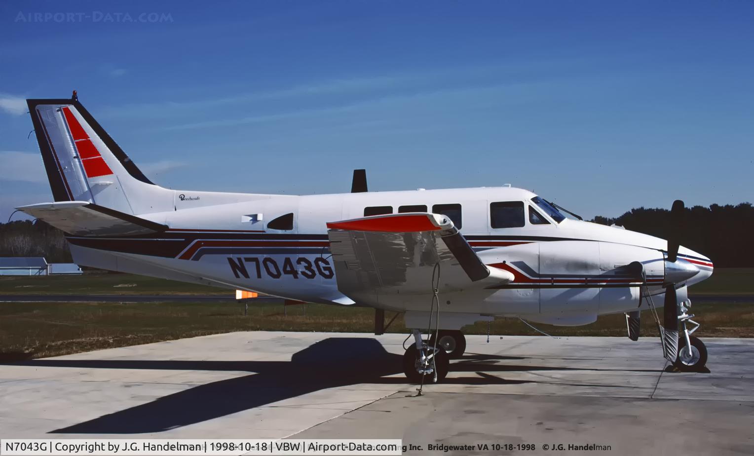 N7043G, 1967 Beech 65-A90-1 C/N LM-37, At Bridgewater K&K Aviation.