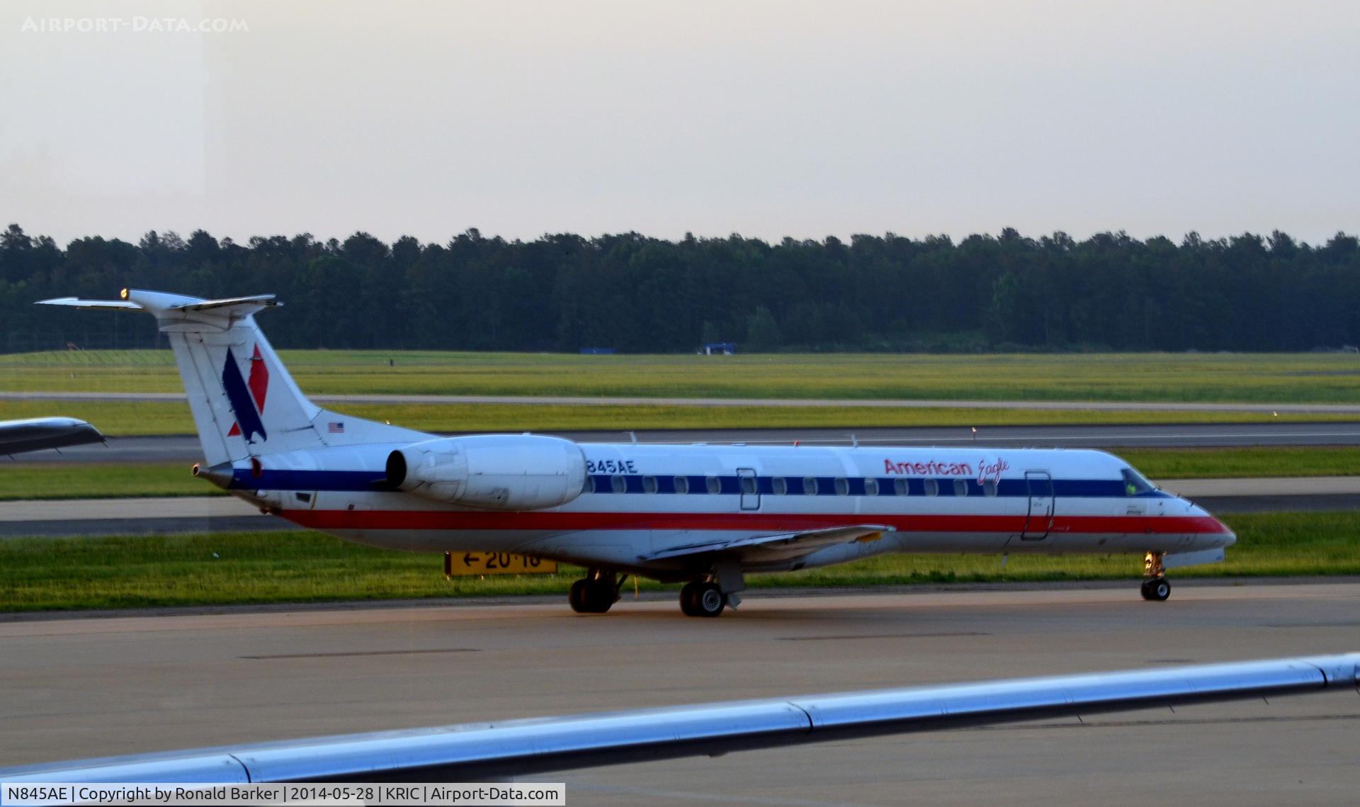 N845AE, 2003 Embraer ERJ-140LR (EMB-135KL) C/N 145685, Taxi Richmond