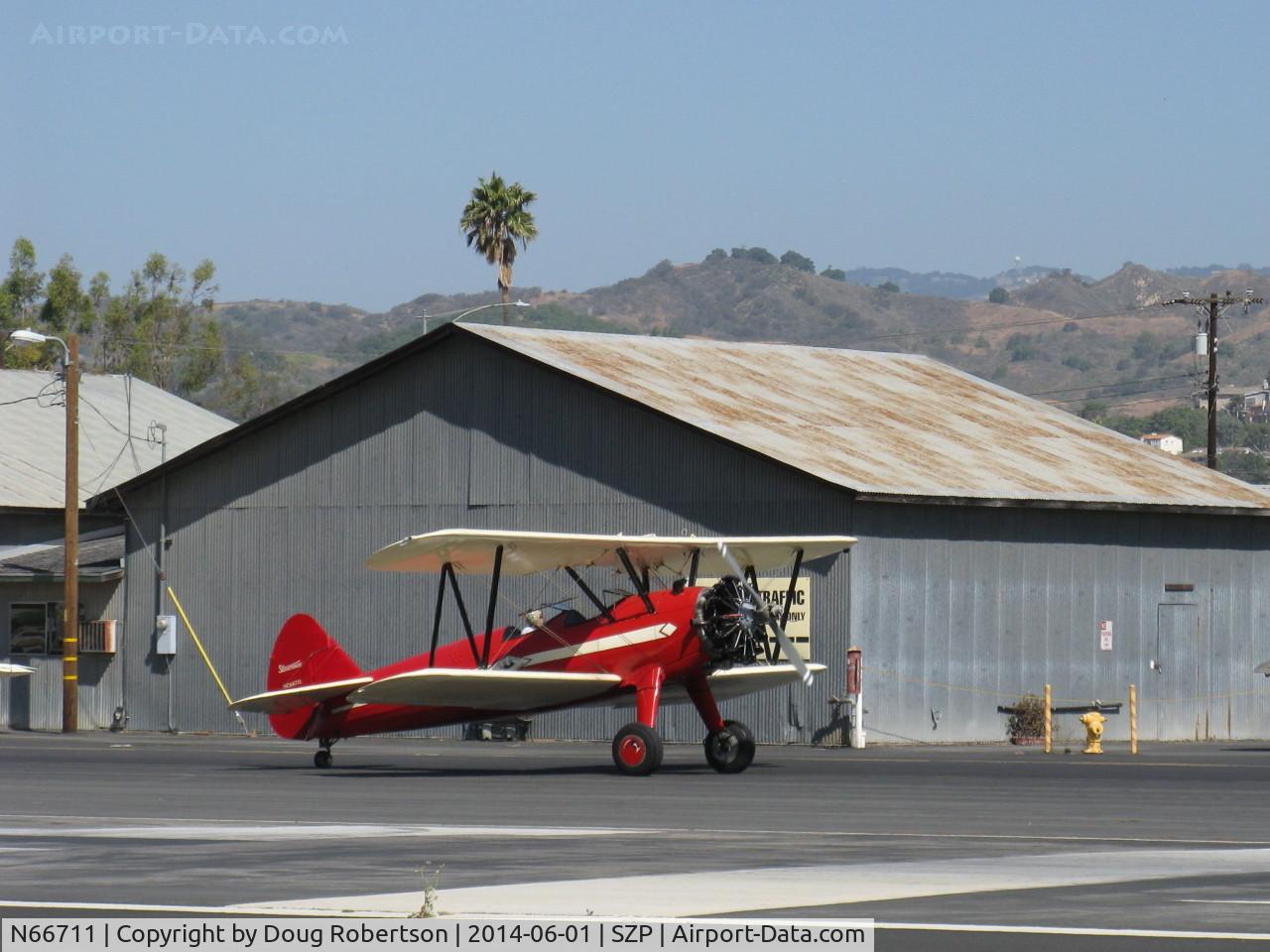 N66711, 1941 Boeing IB75A C/N 75-1675, 1941 Boeing IB75A, Jacobs R755B2 275 Hp upgrade, holding short 22