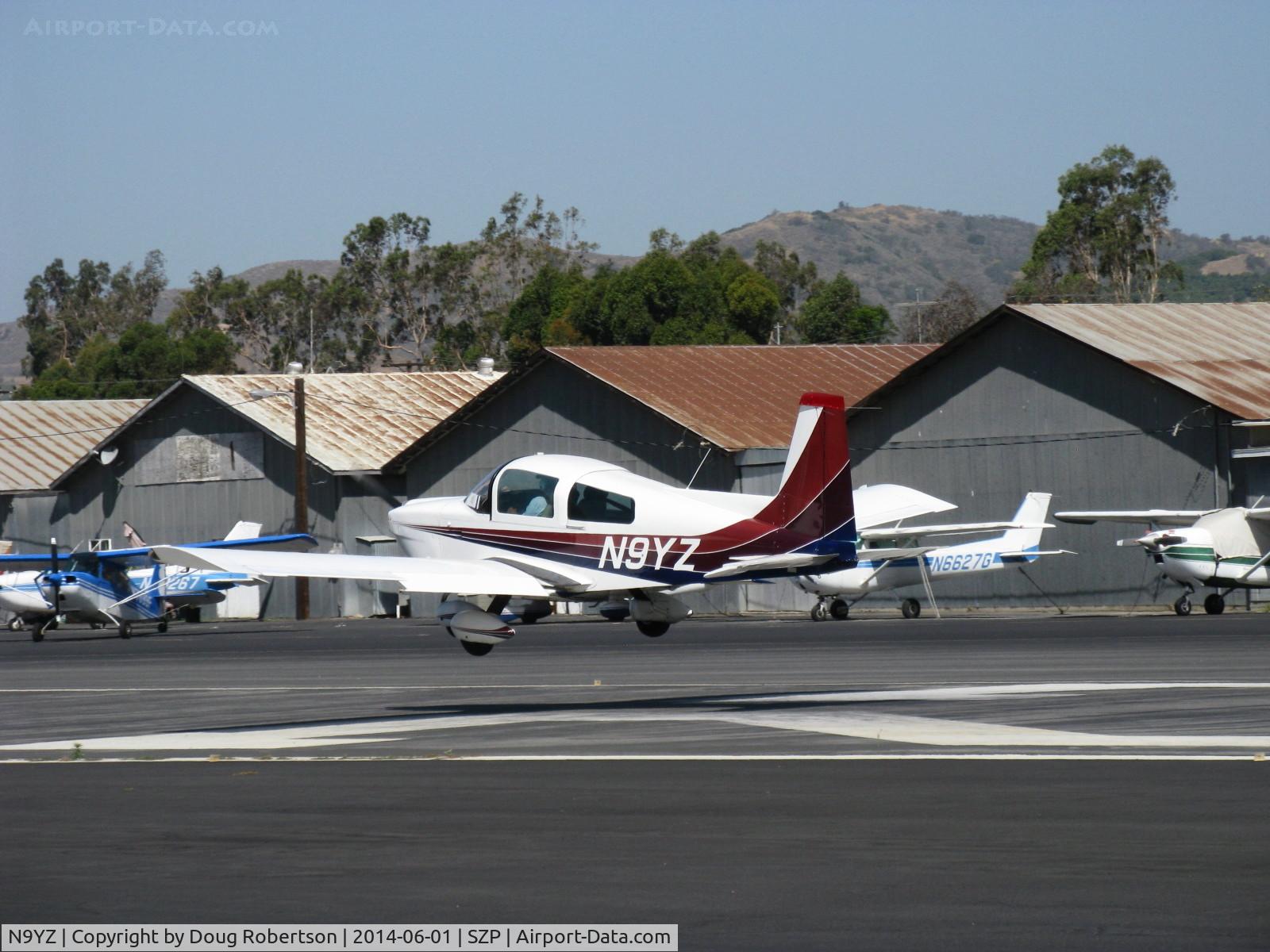 N9YZ, 1975 Grumman American AA-5A Cheetah C/N AA5-0822, 1975 Grumman American AA-5A CHEETAH, Lycoming O-320 150 Hp, arriving from CMA to give Young Eagles rides, landing Rwy 22