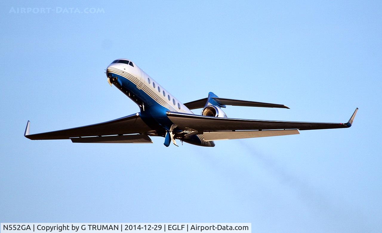 N552GA, 2010 Gulfstream Aerospace GV-SP (G550) C/N 5288, Departing Farnborough on a clear but cold winter day