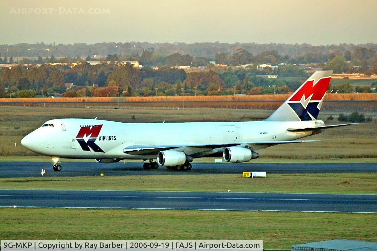 9G-MKP, 1979 Boeing 747-245F C/N 21841, Boeing 747-245F [21841] (MK Airlines) Johannesburg Int~ZS 19/09/2006. Taken through terminal glass window.