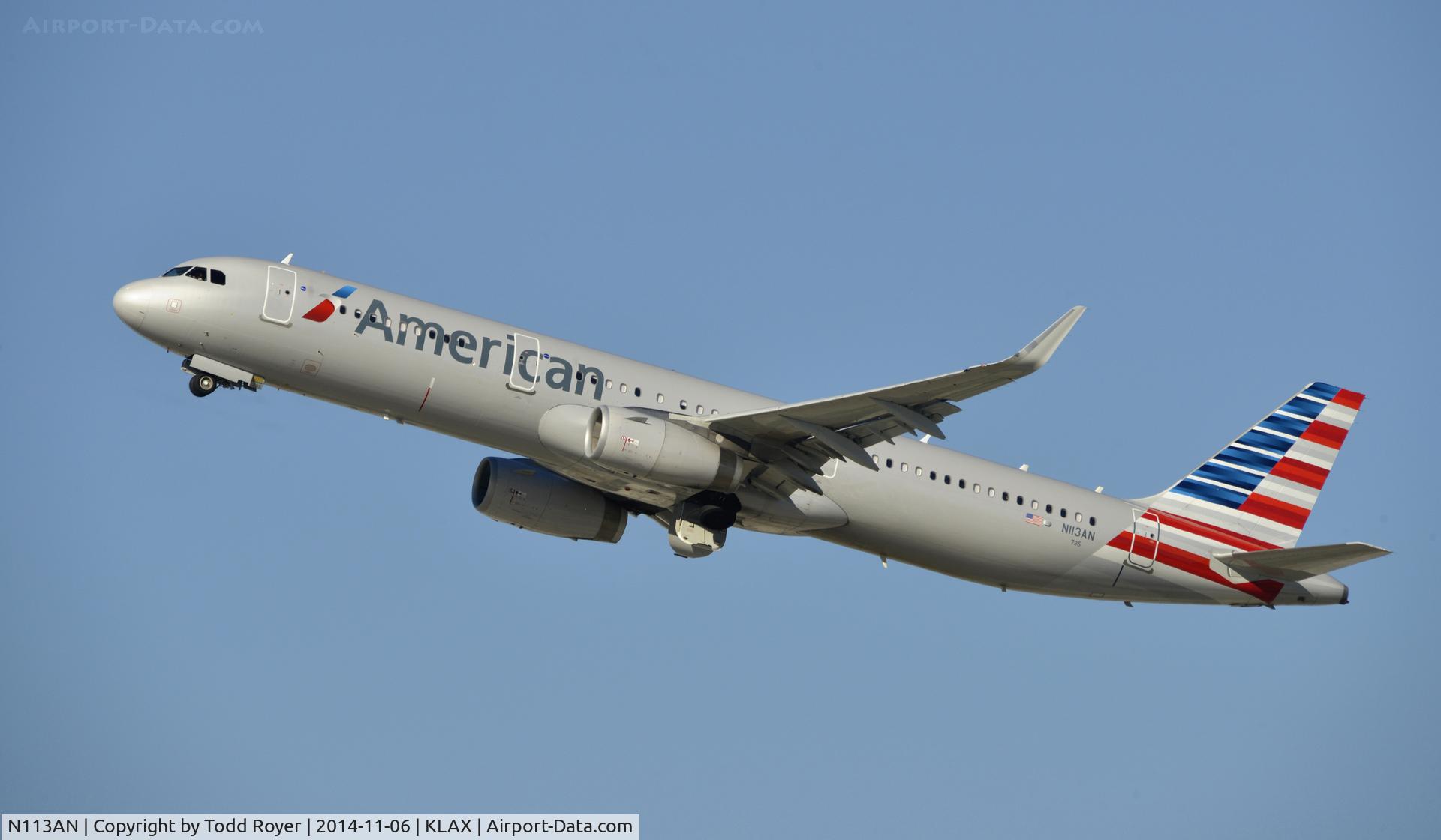 N113AN, 2014 Airbus A321-231 C/N 6020, Departing LAX on 25R