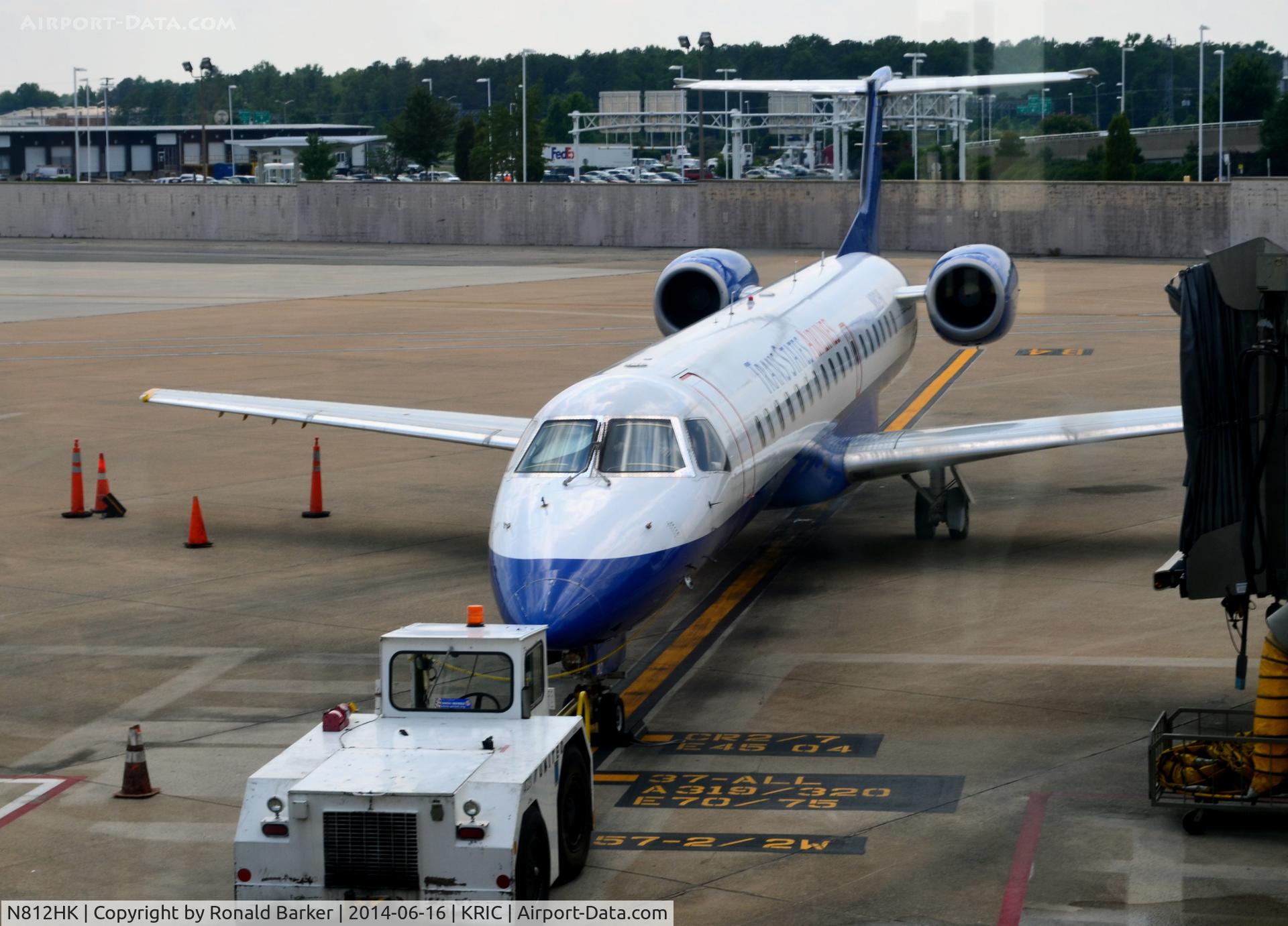 N812HK, 2001 Embraer ERJ-145LR (EMB-145LR) C/N 145373, Pushback Richmond