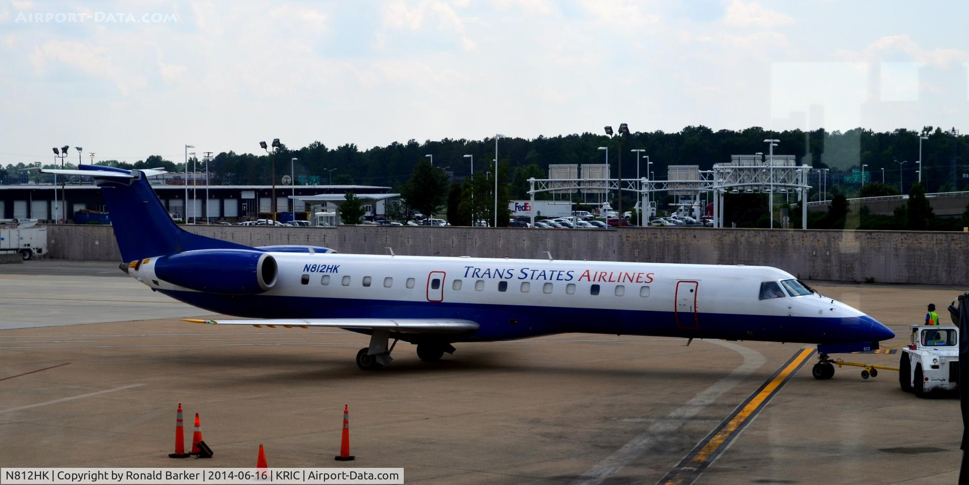 N812HK, 2001 Embraer ERJ-145LR (EMB-145LR) C/N 145373, Pushback Richmond