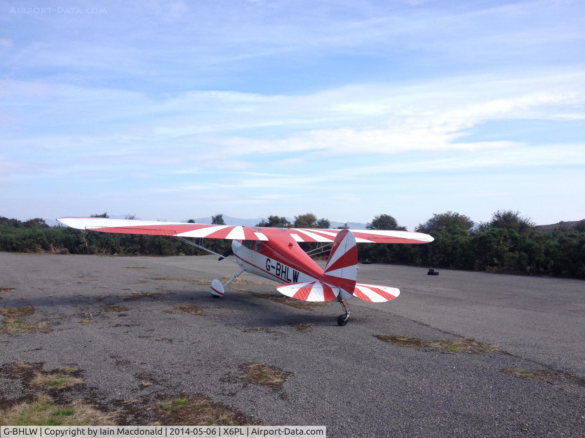 G-BHLW, 1946 Cessna 120 C/N 10210, Cessna 120 G-BHLW seen parked at glorious Plockton Airstrip on the West coast of Scotland in 2014.