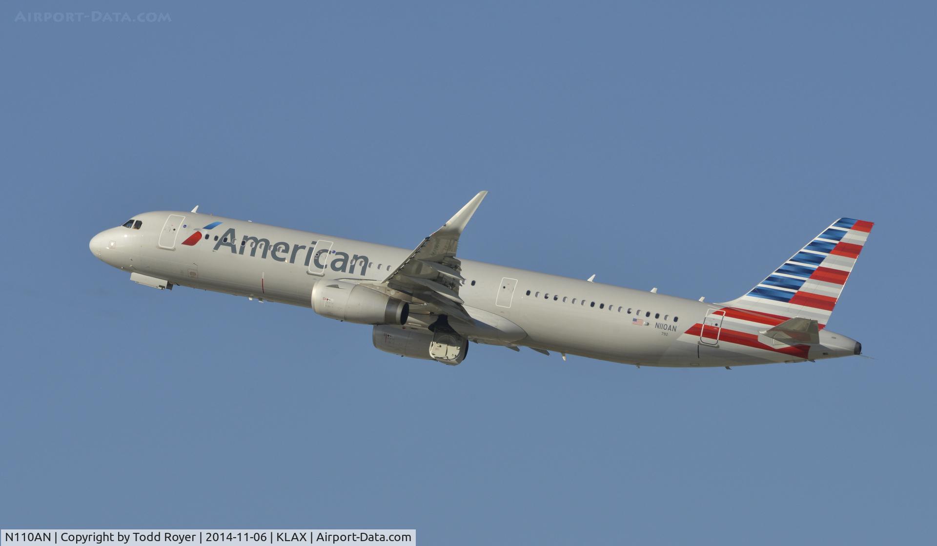 N110AN, 2014 Airbus A321-231 C/N 5975, Departing LAX on 25R
