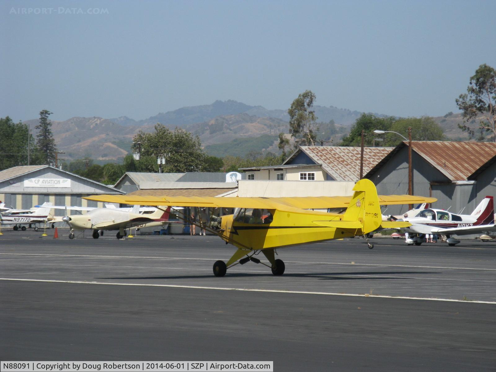 N88091, 1946 Piper J3C-65 Cub Cub C/N 15708, 1946 Piper J3C-65 CUB, Continental C85 85 Hp upgrade, takeoff roll Rwy 22