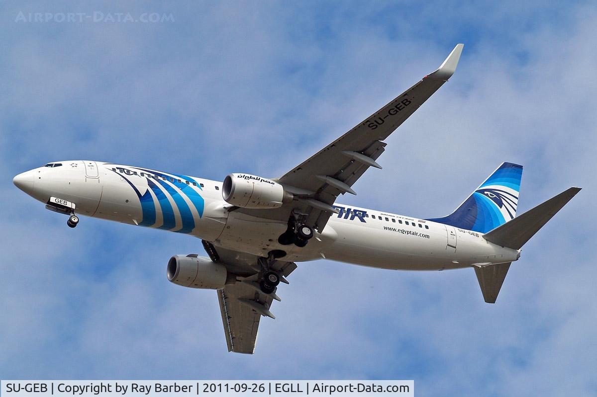 SU-GEB, 2011 Boeing 737-866 C/N 40800, Boeing 737-866 [40800] (EgyptAir) Home~G 26/09/2011. On approach 27R.