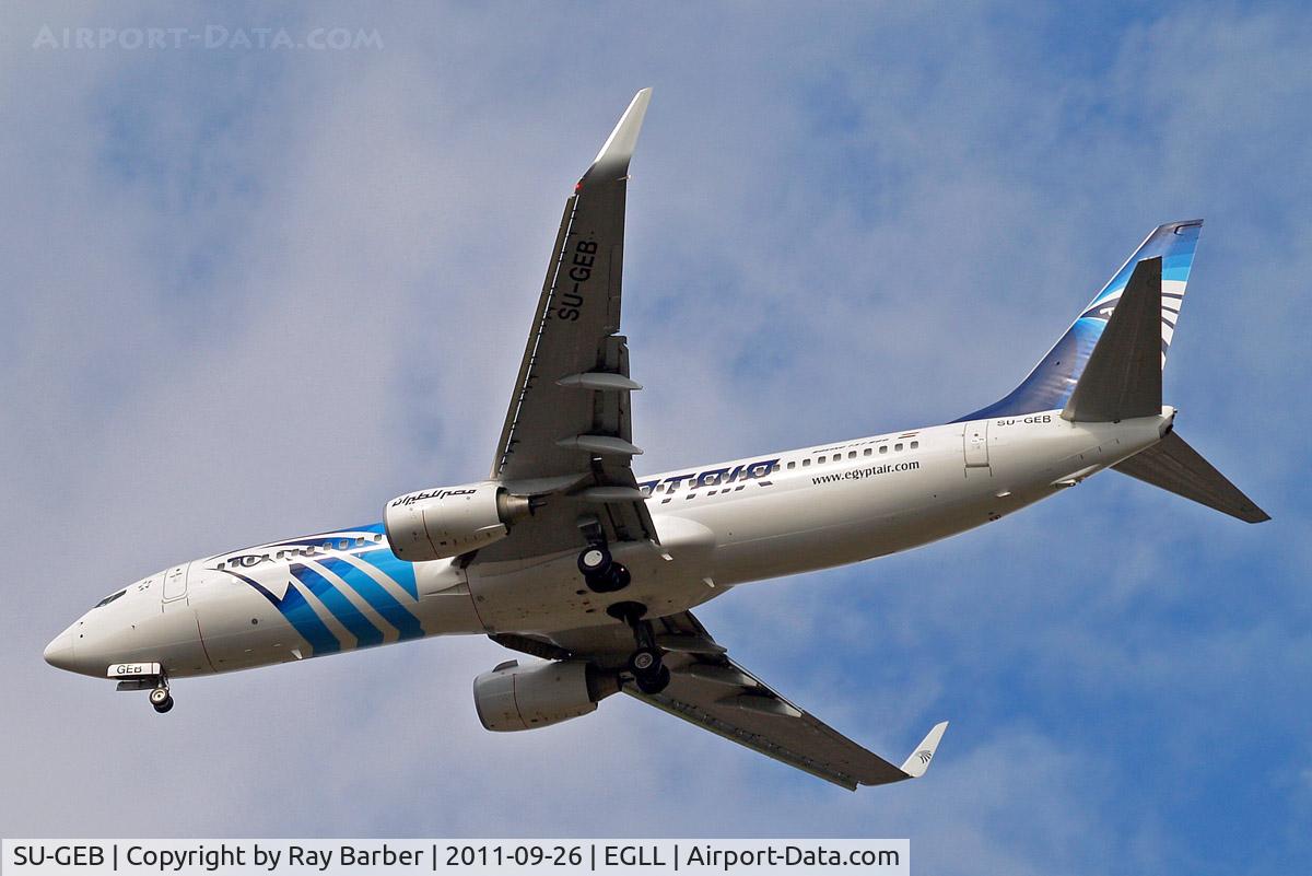 SU-GEB, 2011 Boeing 737-866 C/N 40800, Boeing 737-866 [40800] (EgyptAir) Home~G 26/09/2011. On approach 27R.