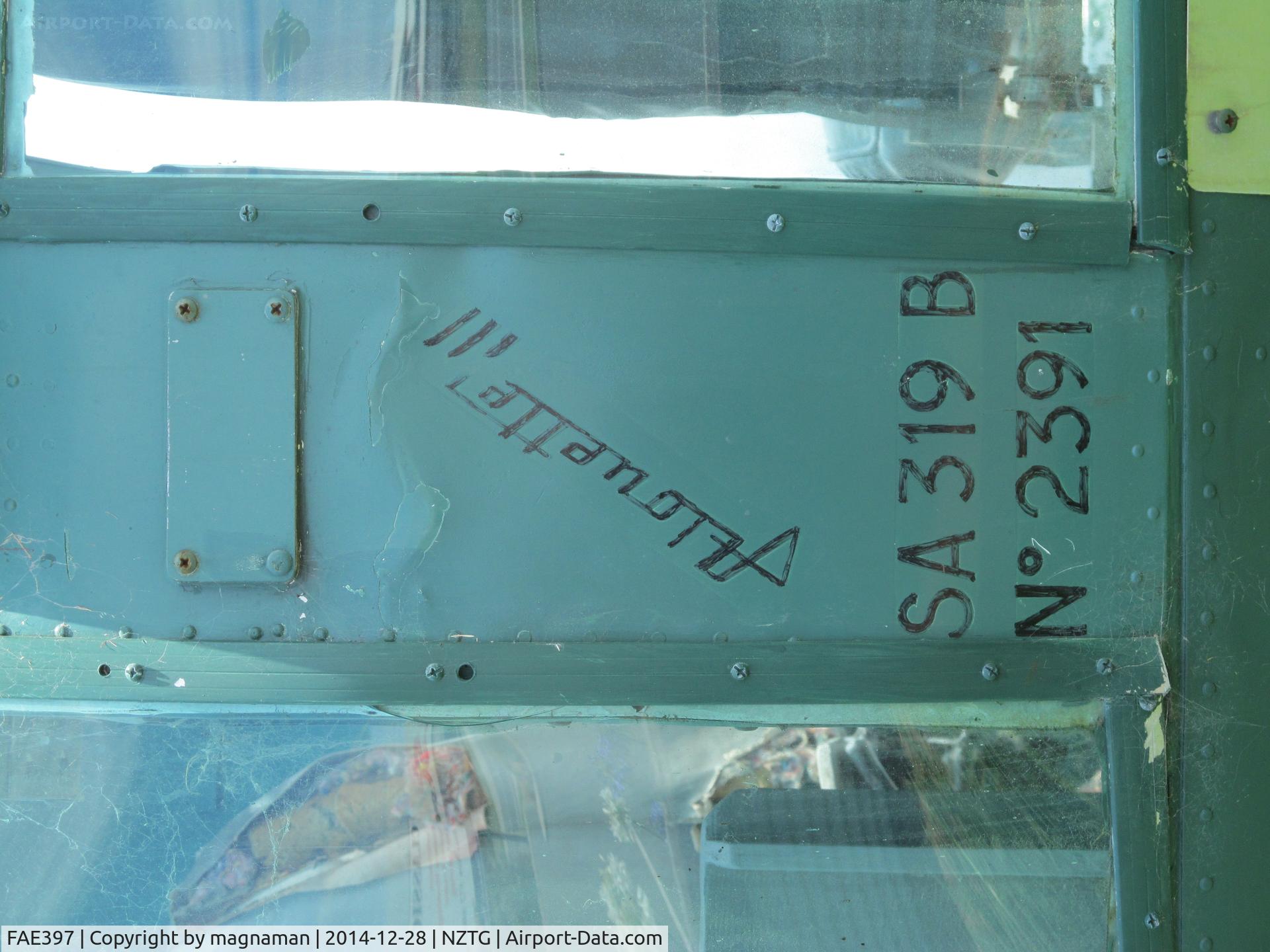 FAE397, Aérospatiale SA-319B Alouette III C/N 2391, Close up of cockpit
