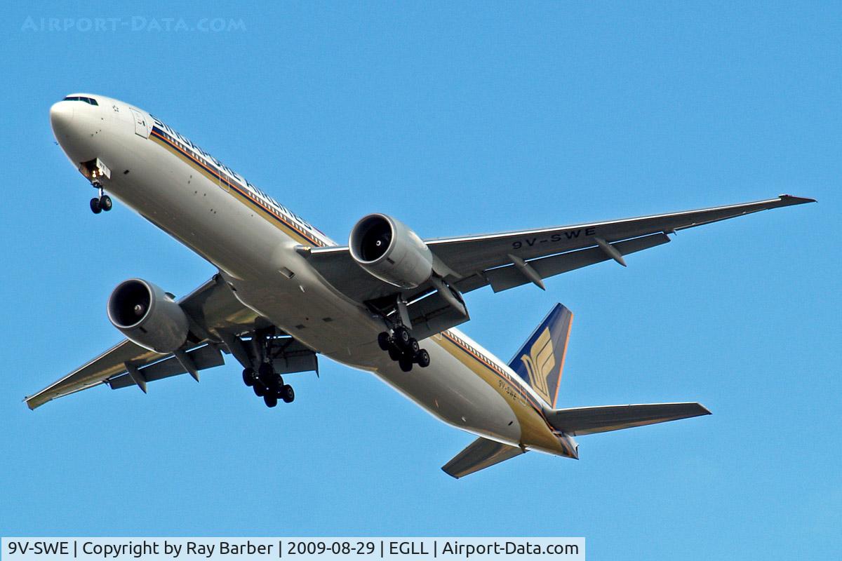 9V-SWE, 2006 Boeing 777-312/ER C/N 34570, Boeing 777-312ER [34570] (Singapore Airlines) Home~G 29/08/2009. on approach 27R.