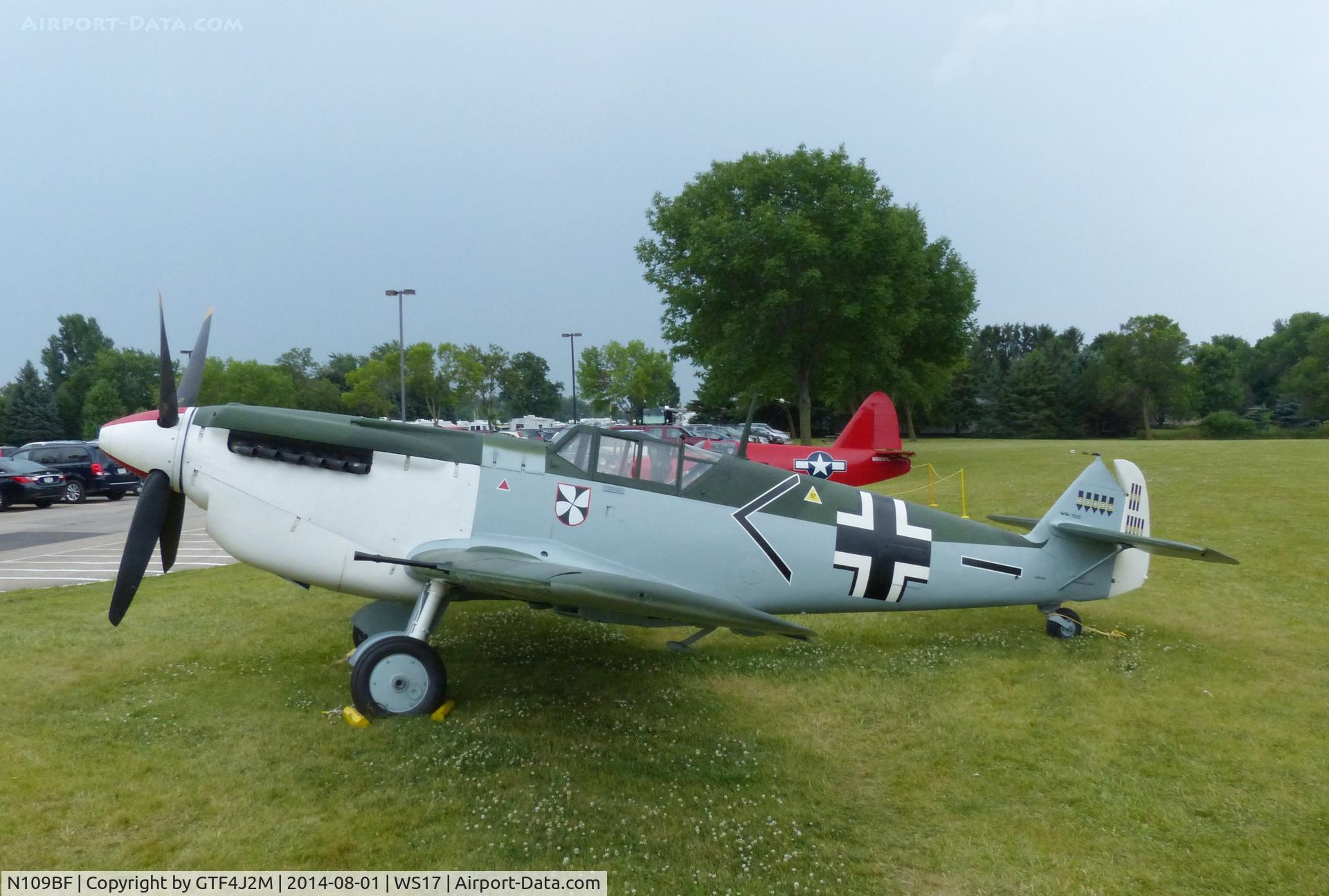 N109BF, Messerschmitt Bf-109 C/N 199, N109BF in Luftwaffe scheme as Wk Nr 7629  at EAA AirVenture Museum 1.8.14