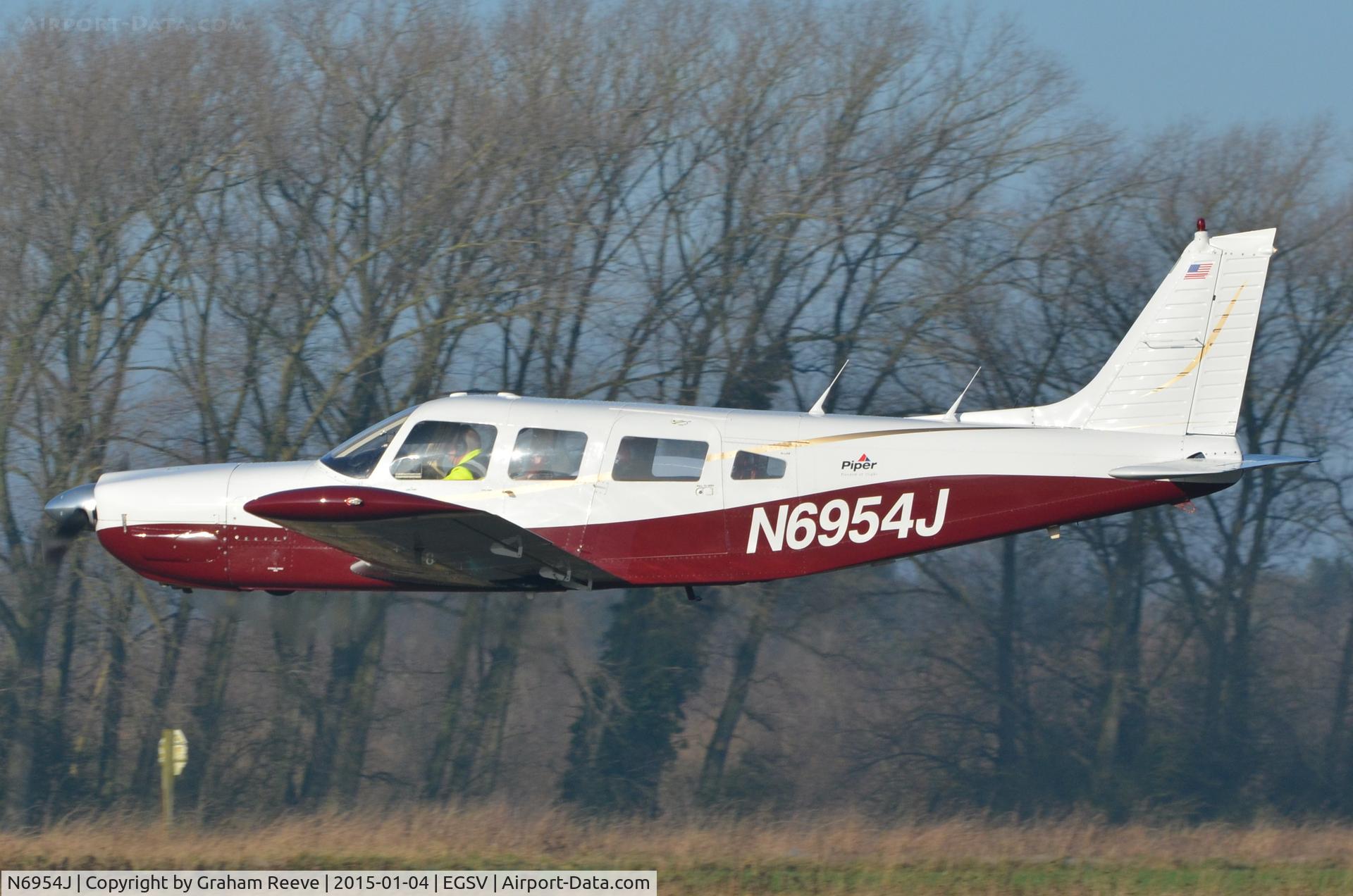 N6954J, 1976 Piper PA-32R-300 Cherokee Lance C/N 32R-7680394, In the air at Old Buckenham.