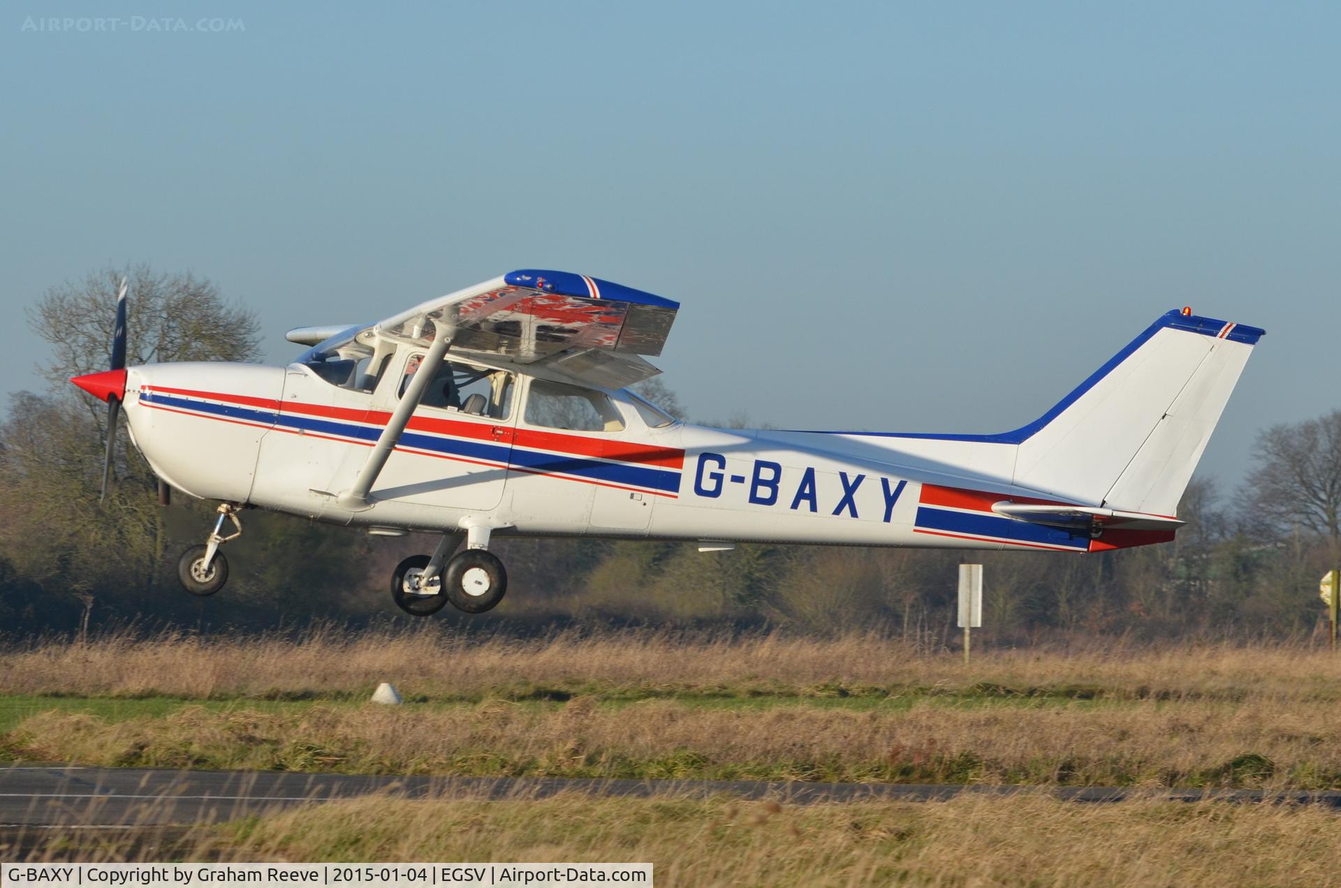 G-BAXY, 1972 Reims F172M ll Skyhawk C/N 0905, Departing from Old Buckenham.