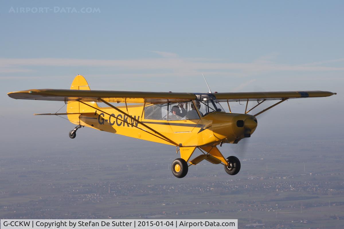 G-CCKW, 1954 Piper L-21B Super Cub (PA-18-135) C/N 18-3535, Enroute EBKT-EBBT. Picture taken from G-NETY.
