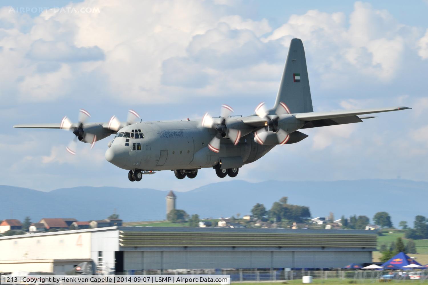 1213, 1981 Lockheed C-130H Hercules C/N 382-4879, Lockheed C-130H Hercules of the United Arab Emirates Air Force on short finals at Payerne Air Base, Switzerland.