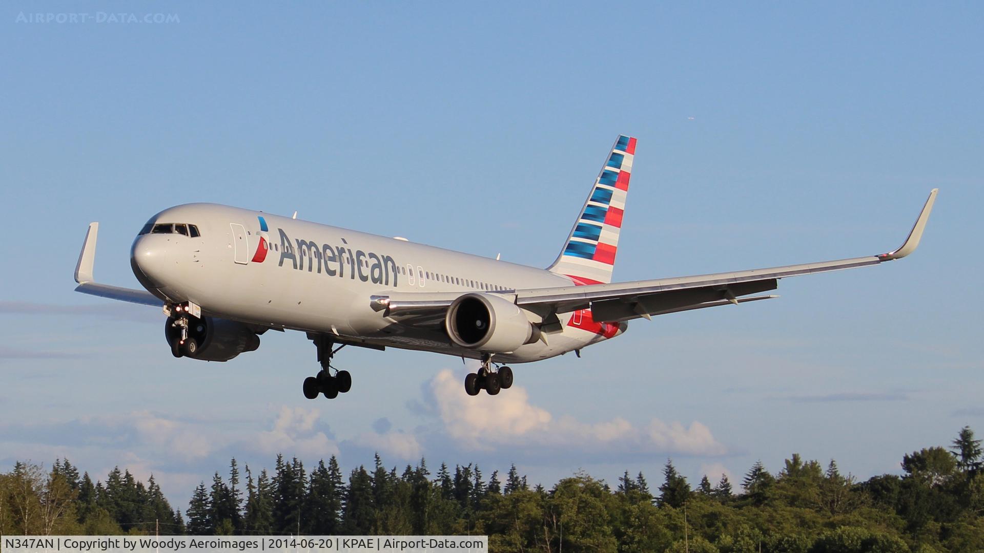 N347AN, 2003 Boeing 767-323 C/N 33086, On Final to 34L at KPAE