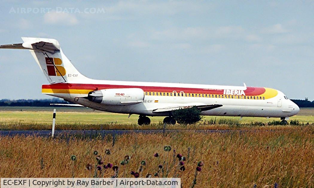 EC-EXF, 1990 McDonnell Douglas MD-87 (DC-9-87) C/N 49832, McDonnell Douglas DC-9-87 [49832] (Iberia) (Place and date unknown). From a slide.