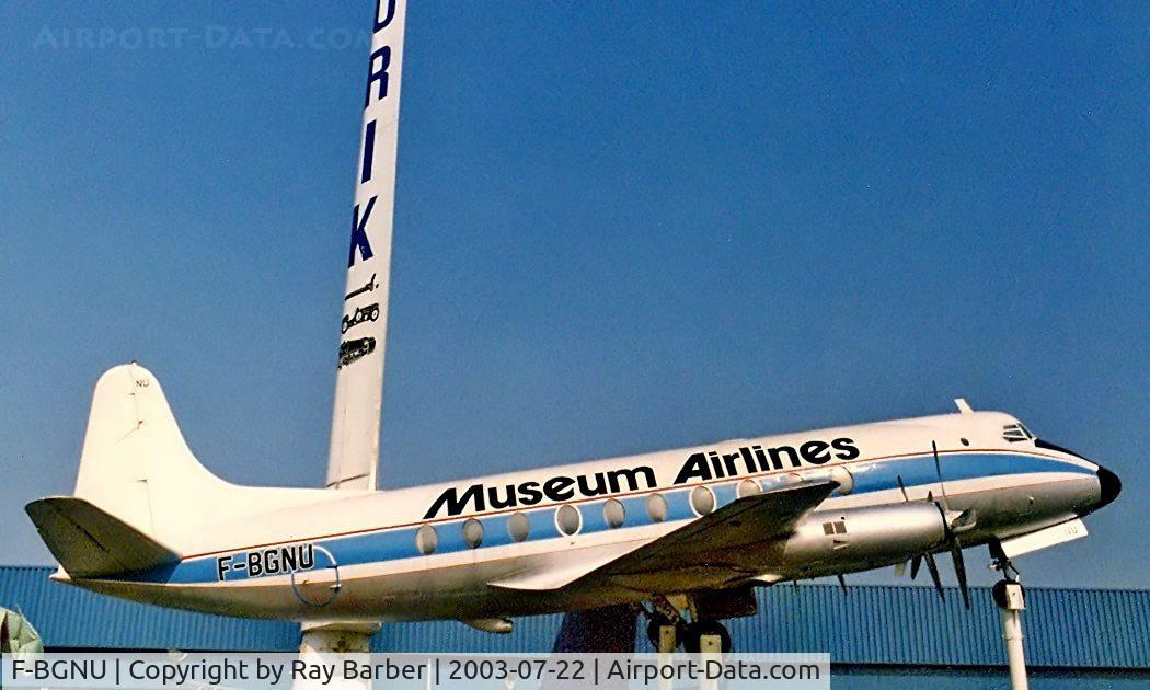 F-BGNU, 1954 Vickers Viscount 708 C/N 38, Vickers 708 Viscount [38] (Auto und Technik Museum) Sinsheim~D  (Date unknown) From a slide earlier scheme minus French flag on the tail.