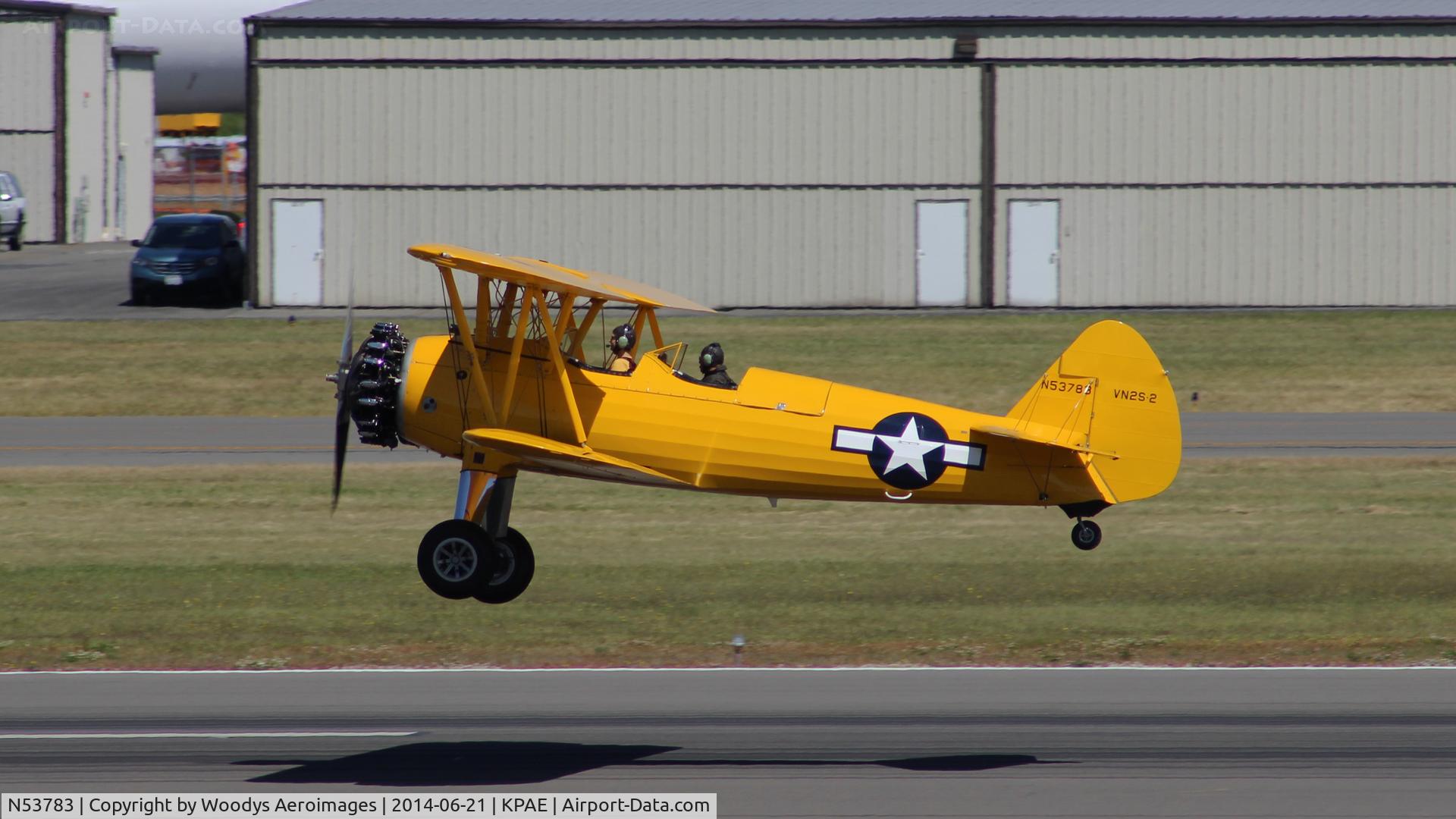 N53783, 1941 Boeing A75 C/N 75-1685, Departing on 34L
