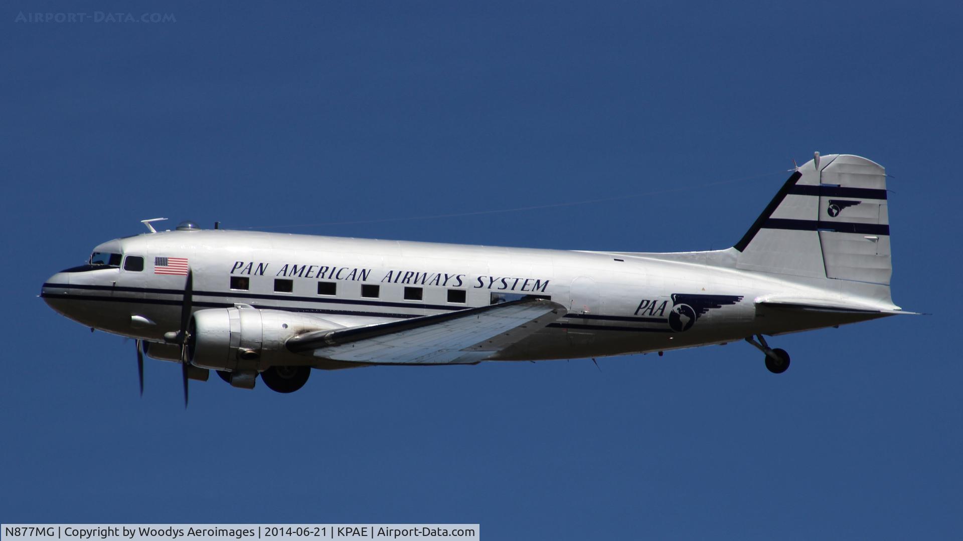 N877MG, 1949 Douglas DC-3C C/N 20806, Performing a low pass at KPAE