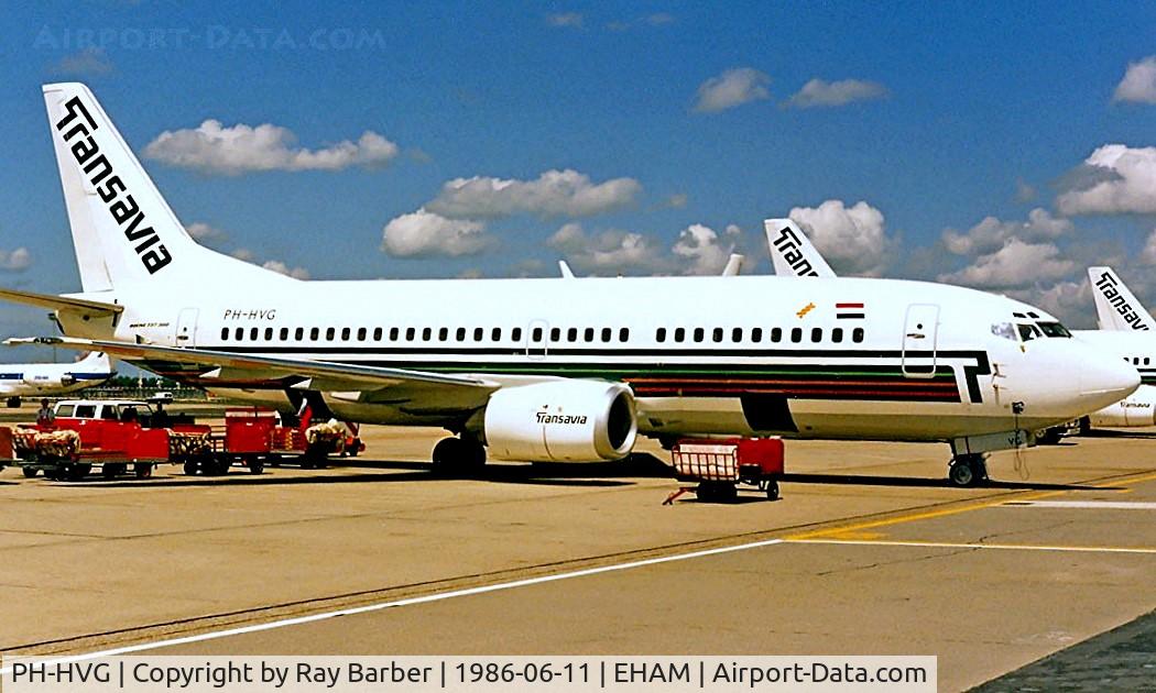 PH-HVG, 1986 Boeing 737-3K2 C/N 23412, Boeing 737-3K2 [23412] (Transavia Airlines) Amsterdam-Schiphol~PH 11/06/1986. From a slide.