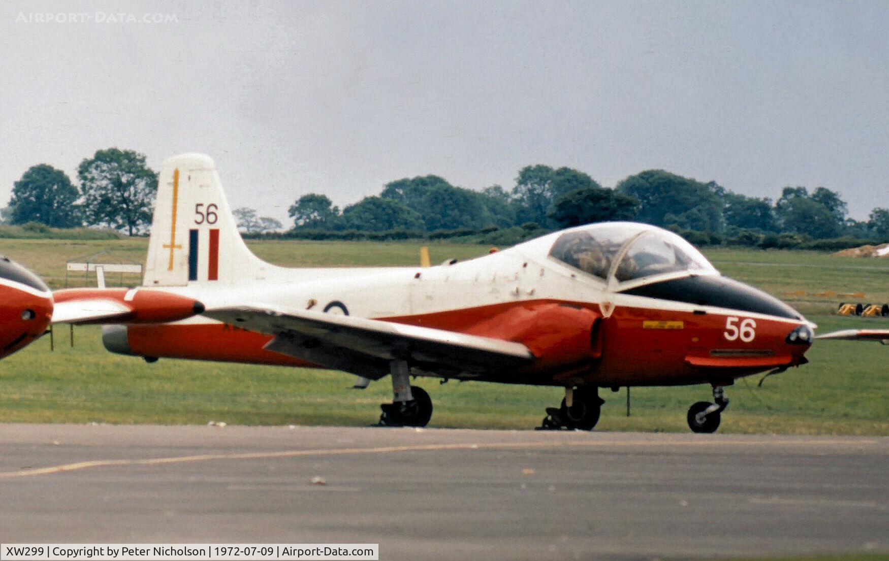 XW299, 1969 BAC 84 Jet Provost T.5A C/N EEP/JP/963, Jet Provost T.5 of No.1 Flying Training School on display at the 1972 RAF Topcliffe Open Day.